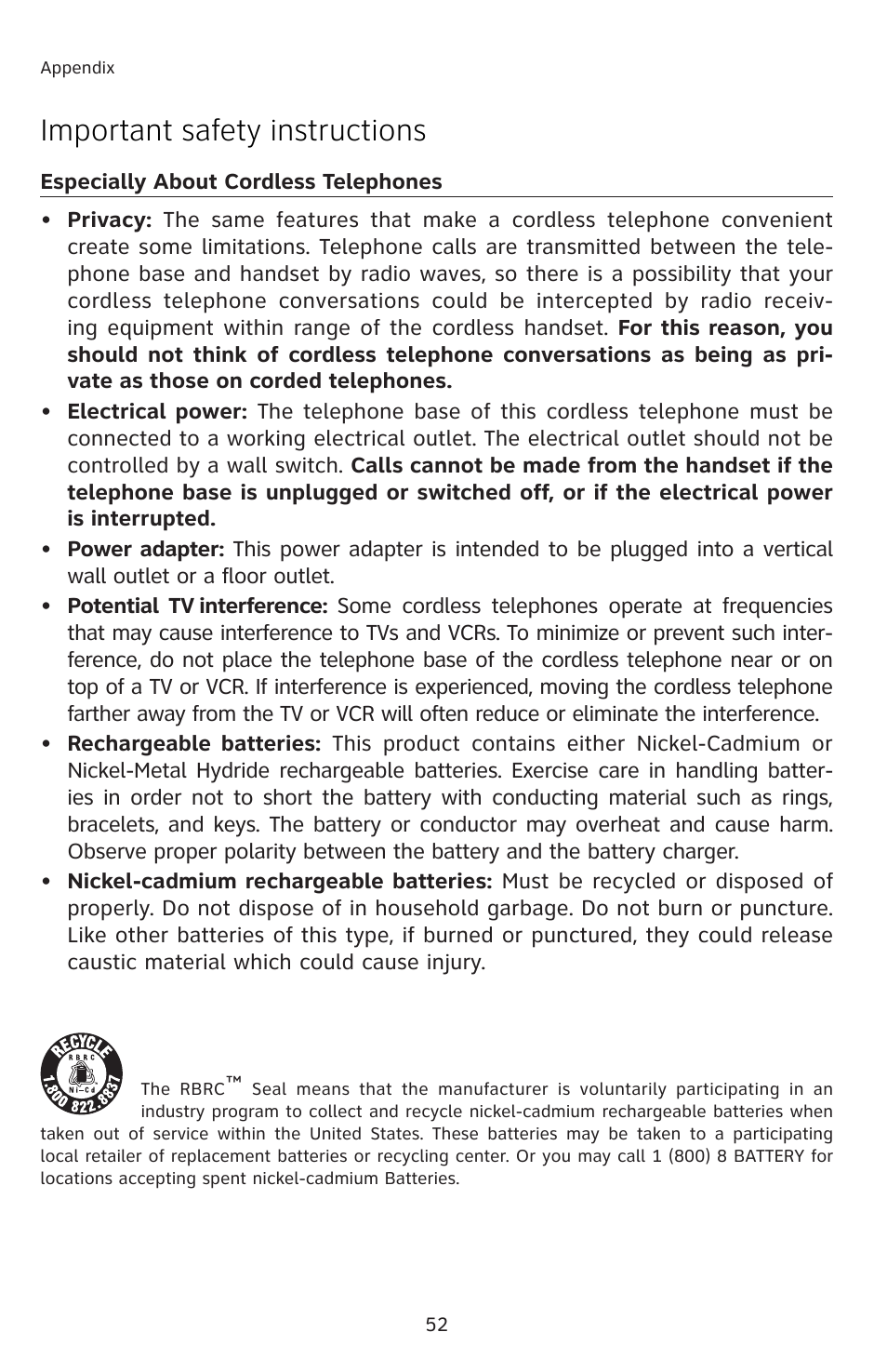 Important safety instructions | AT&T E5813B User Manual | Page 55 / 65