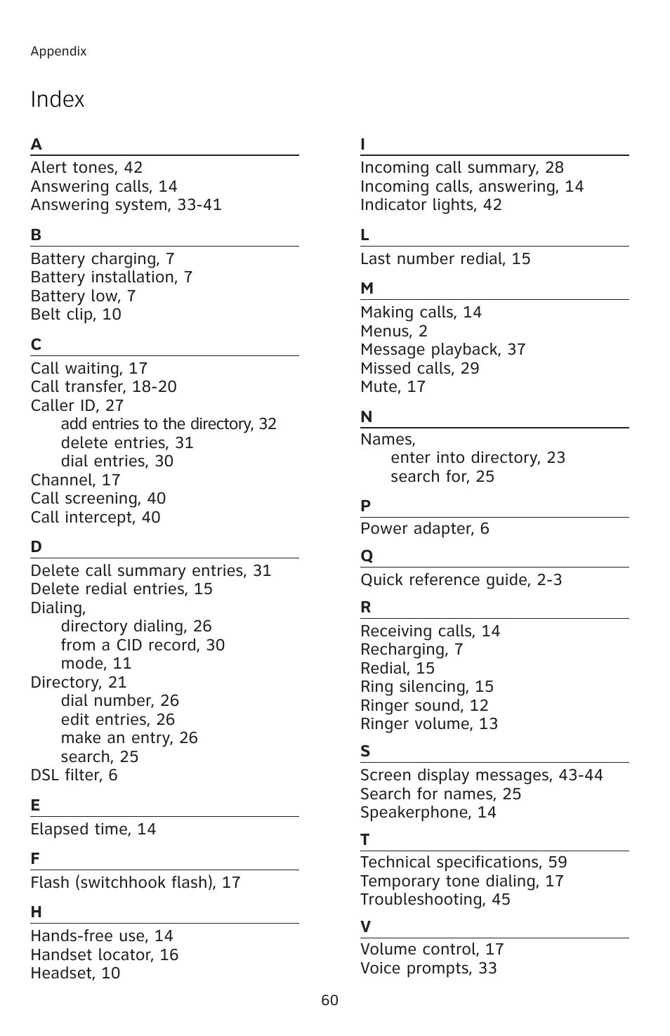 Index | AT&T E5813B User Manual | Page 63 / 65