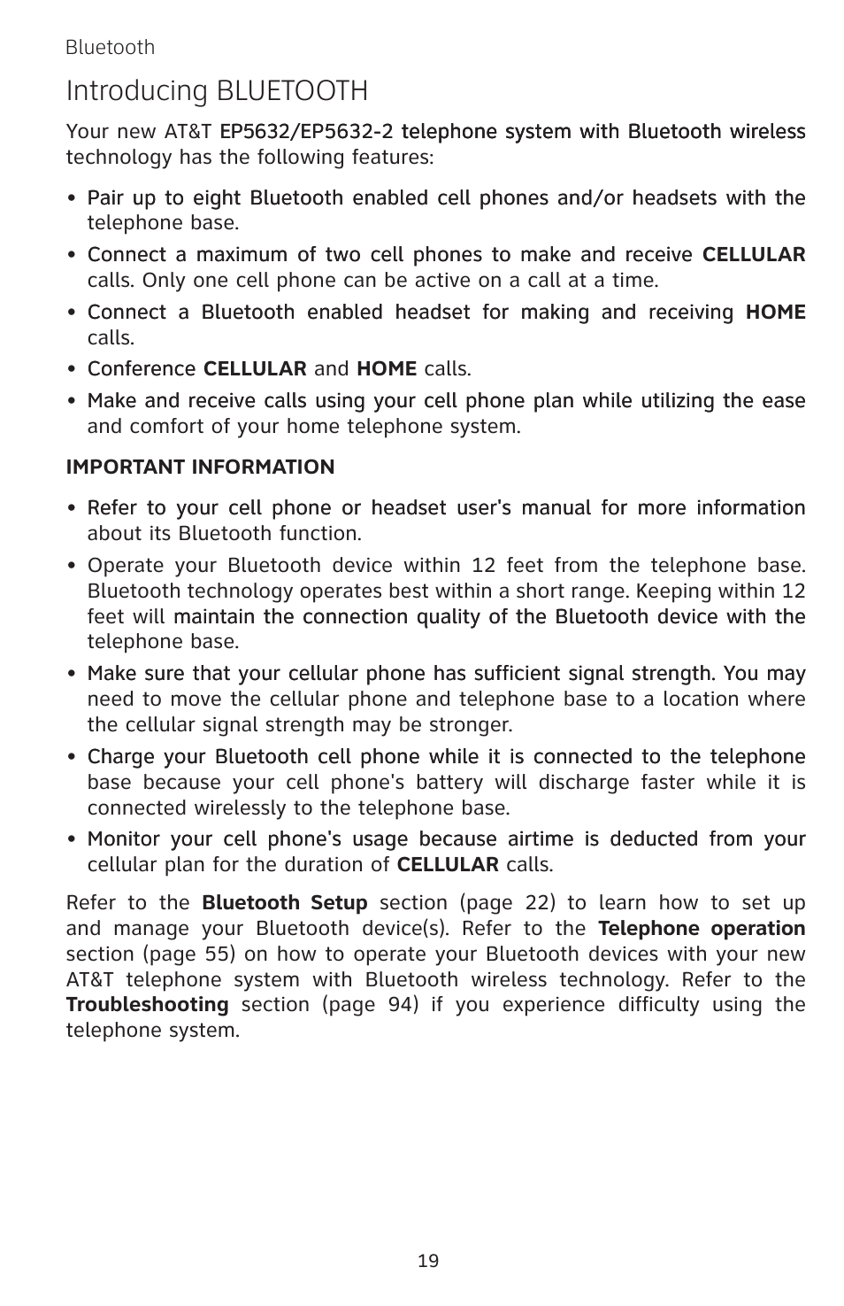 Introducing bluetooth | AT&T EP5632 User Manual | Page 23 / 119