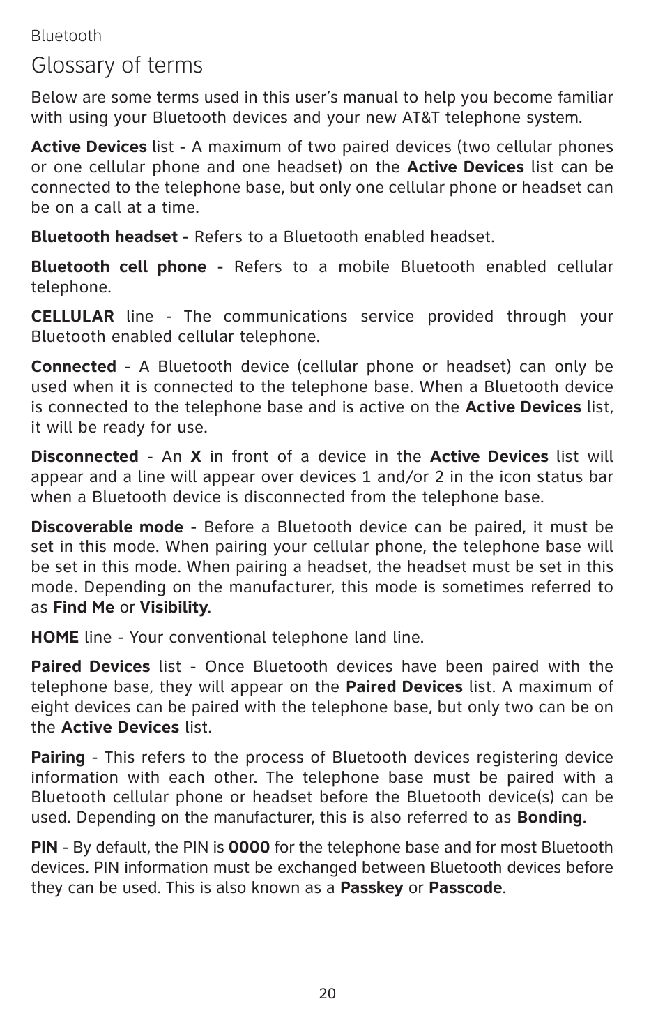 Glossary of terms | AT&T EP5632 User Manual | Page 24 / 119
