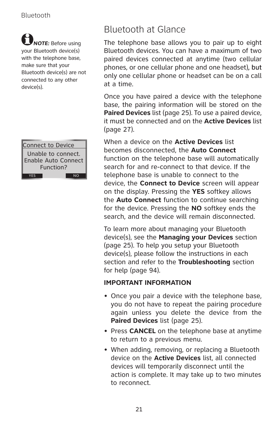 Bluetooth at glance | AT&T EP5632 User Manual | Page 25 / 119