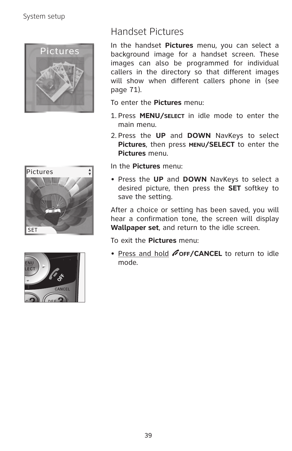 Handset pictures, Pictures | AT&T EP5632 User Manual | Page 43 / 119