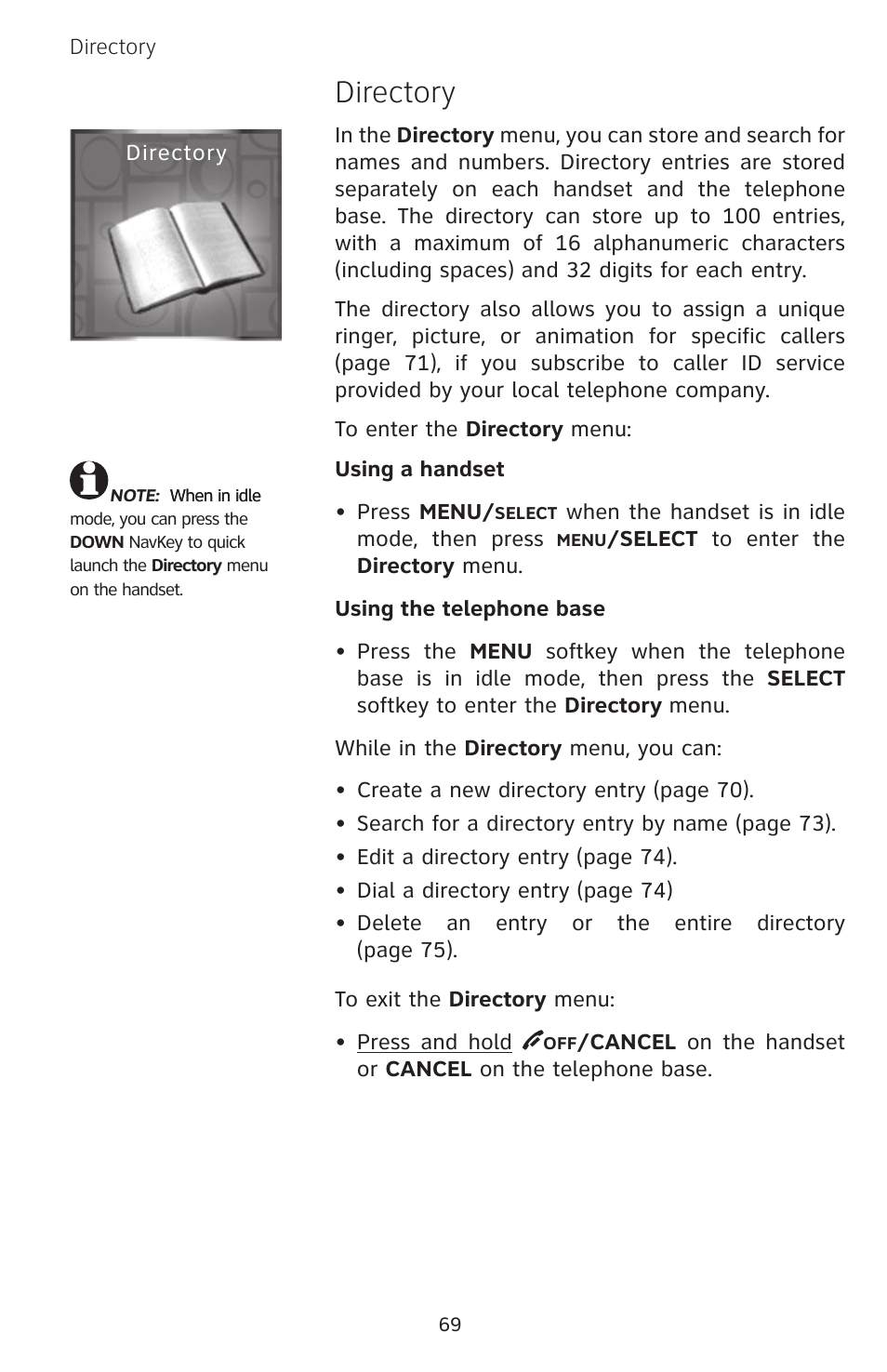 Directory | AT&T EP5632 User Manual | Page 73 / 119