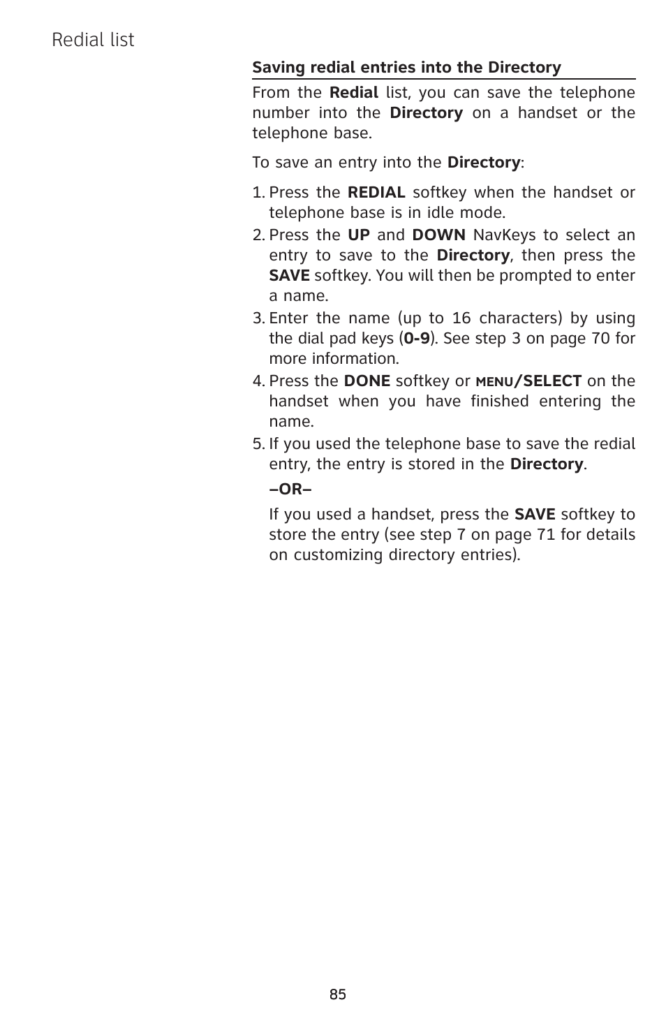Redial list | AT&T EP5632 User Manual | Page 89 / 119