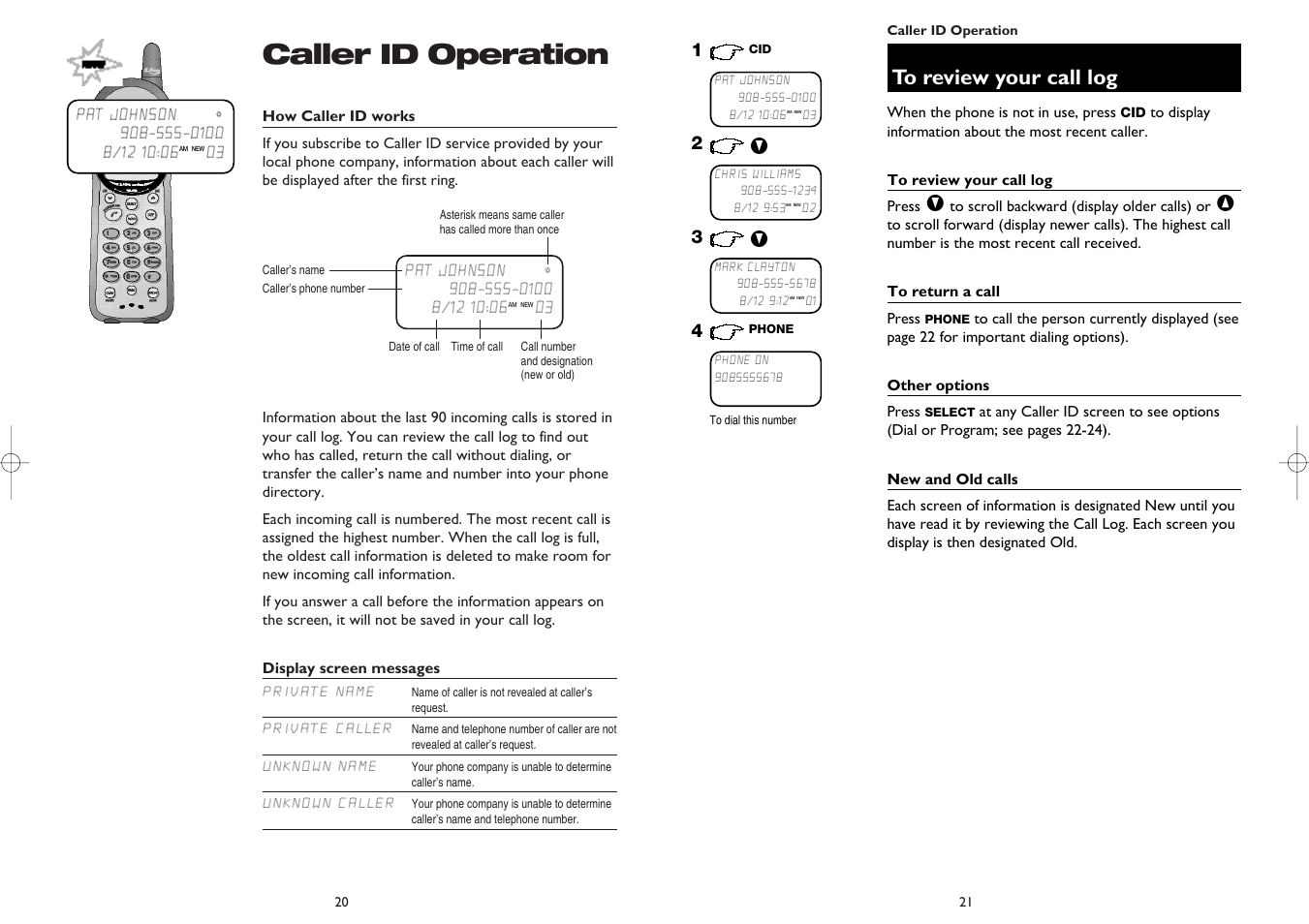 Caller id operation | AT&T 1445 User Manual | Page 12 / 17