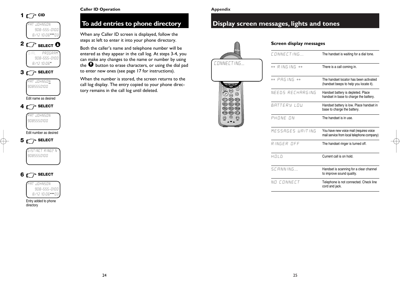 Display screen messages, lights and tones | AT&T 1445 User Manual | Page 14 / 17