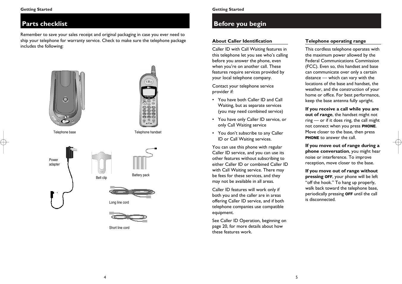 Before you begin parts checklist | AT&T 1445 User Manual | Page 4 / 17