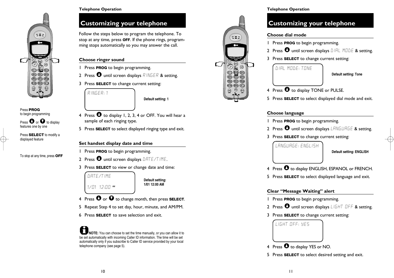 Customizing your telephone | AT&T 1445 User Manual | Page 7 / 17