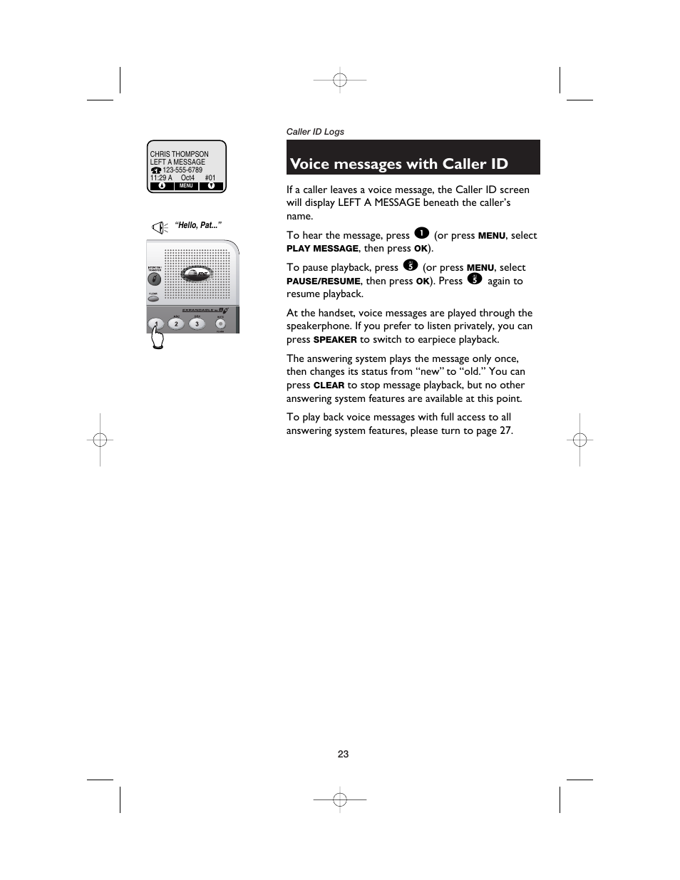 Voice messages with caller id | AT&T E2562 User Manual | Page 25 / 61