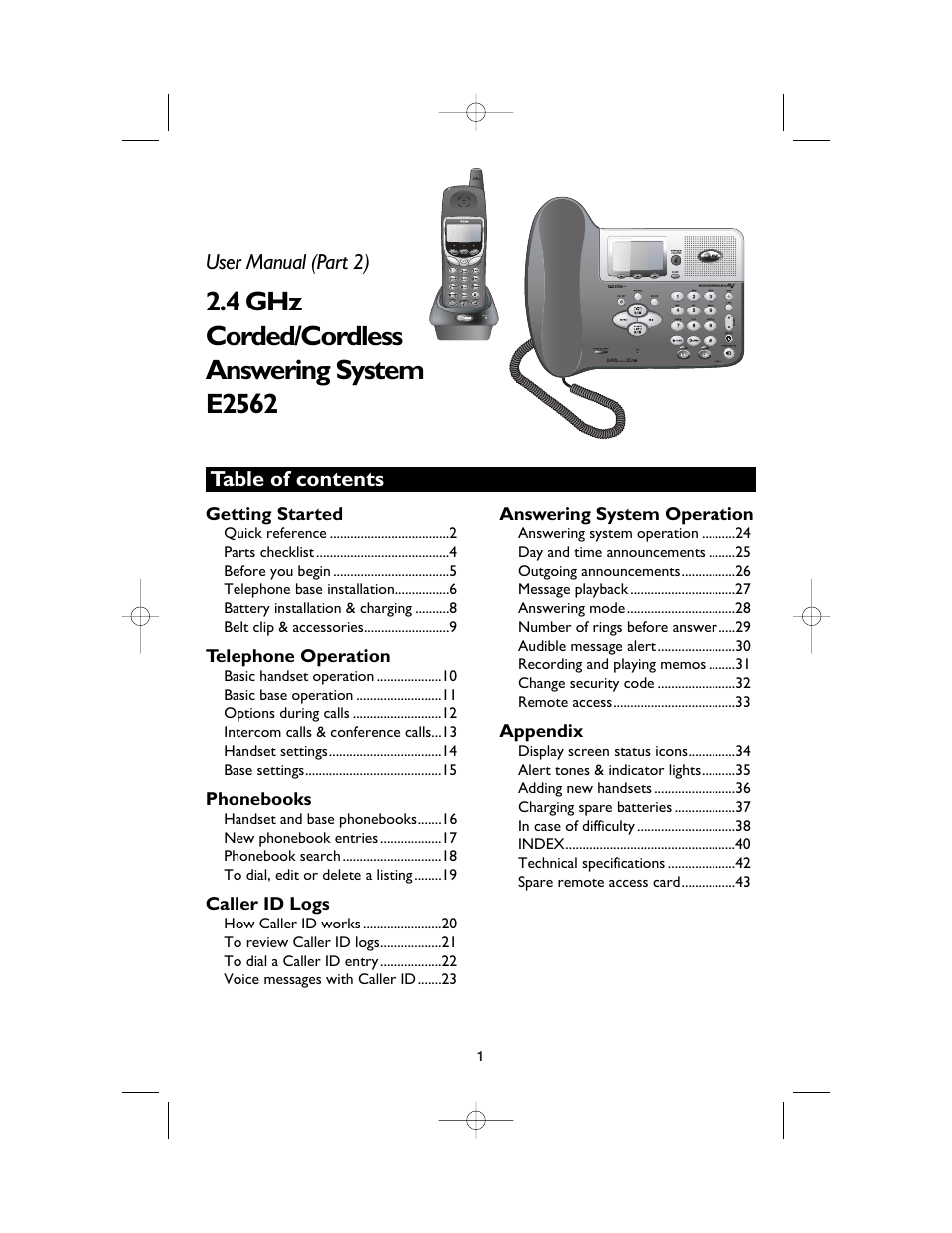 AT&T E2562 User Manual | Page 3 / 61