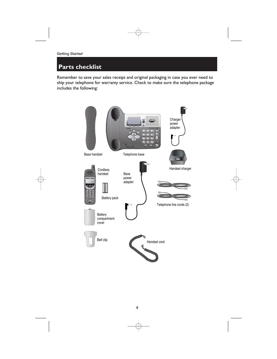 Parts checklist | AT&T E2562 User Manual | Page 6 / 61