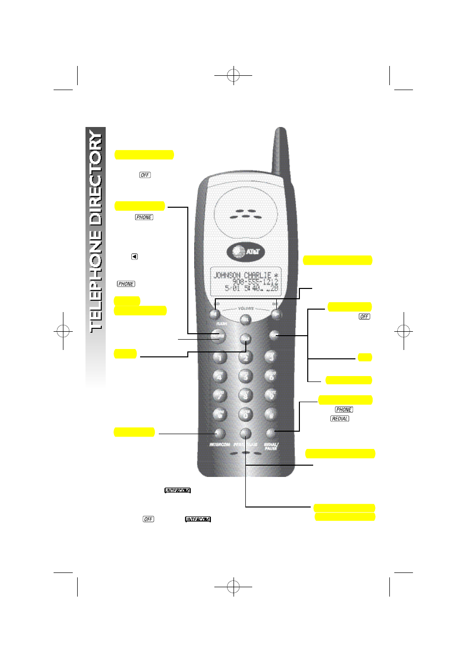 At the handset, Answer a call, Make a call | Flash/ call waiting, Hold, Intercom, Handset volume, End a call, Exit, Redial/pause | AT&T 1185 User Manual | Page 13 / 50