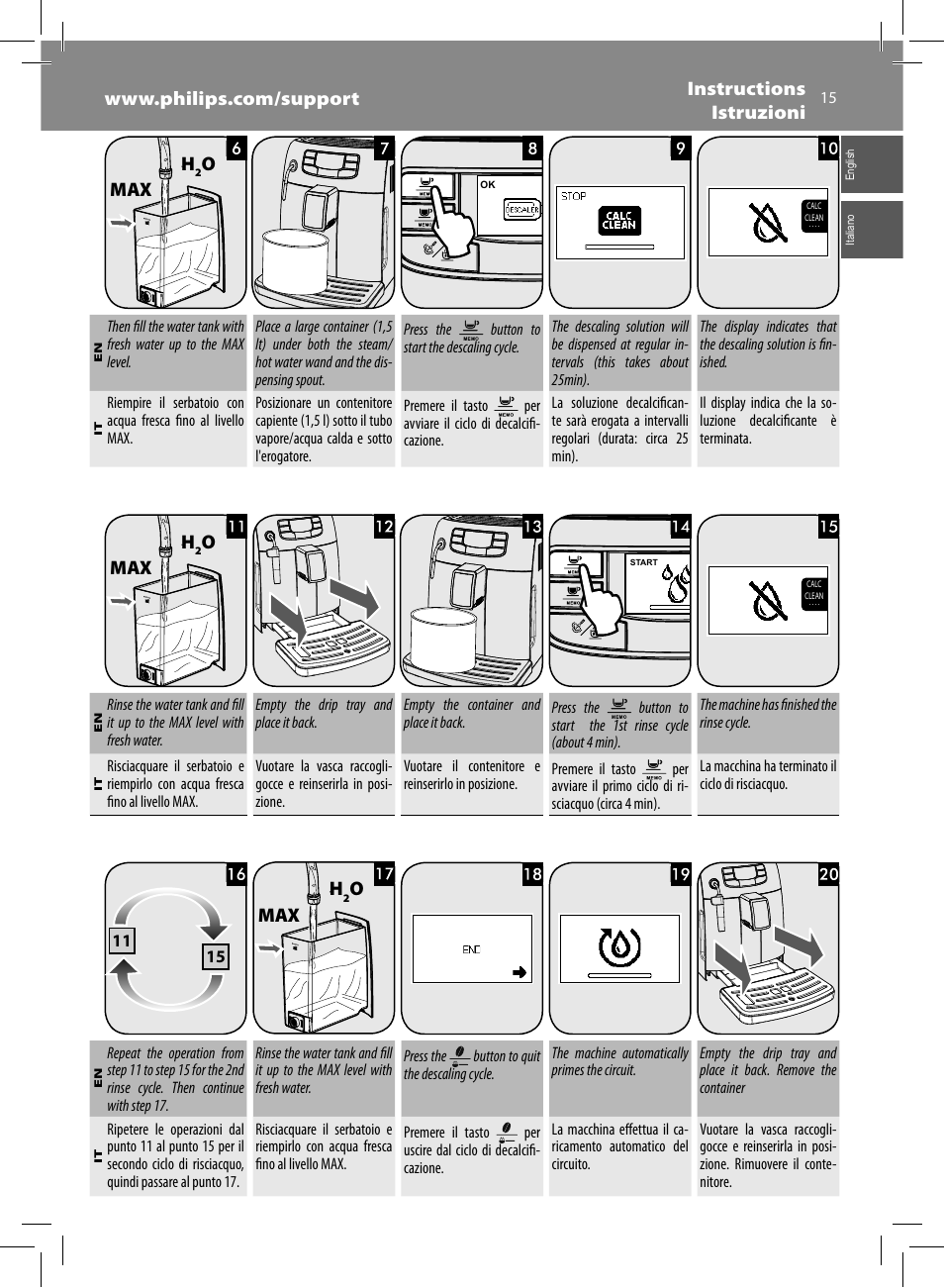Omax h, Omax | Philips Saeco Intelia Evo Machine espresso Super Automatique User Manual | Page 15 / 96