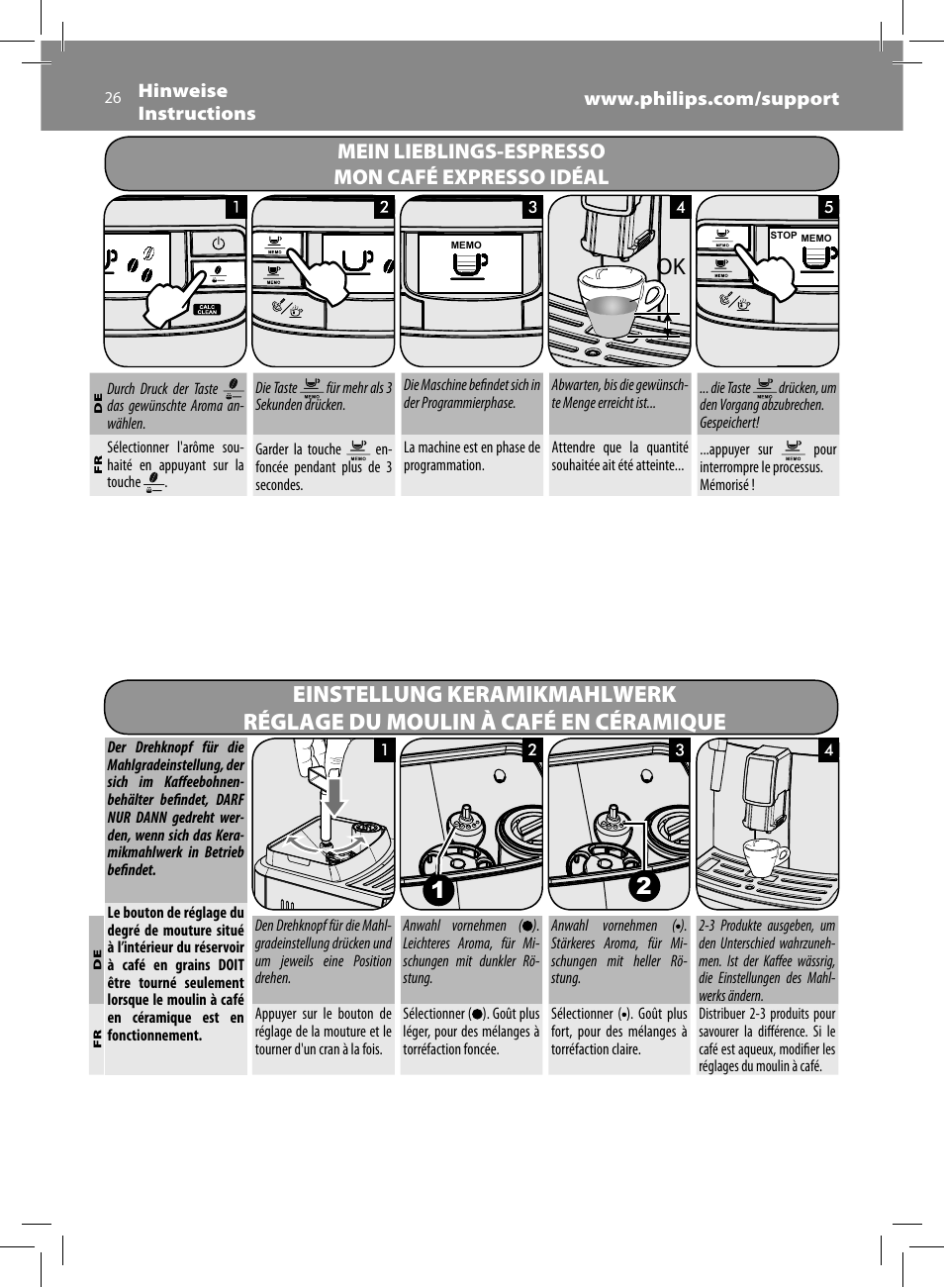 Mein lieblings-espresso mon café expresso idéal | Philips Saeco Intelia Evo Machine espresso Super Automatique User Manual | Page 26 / 96