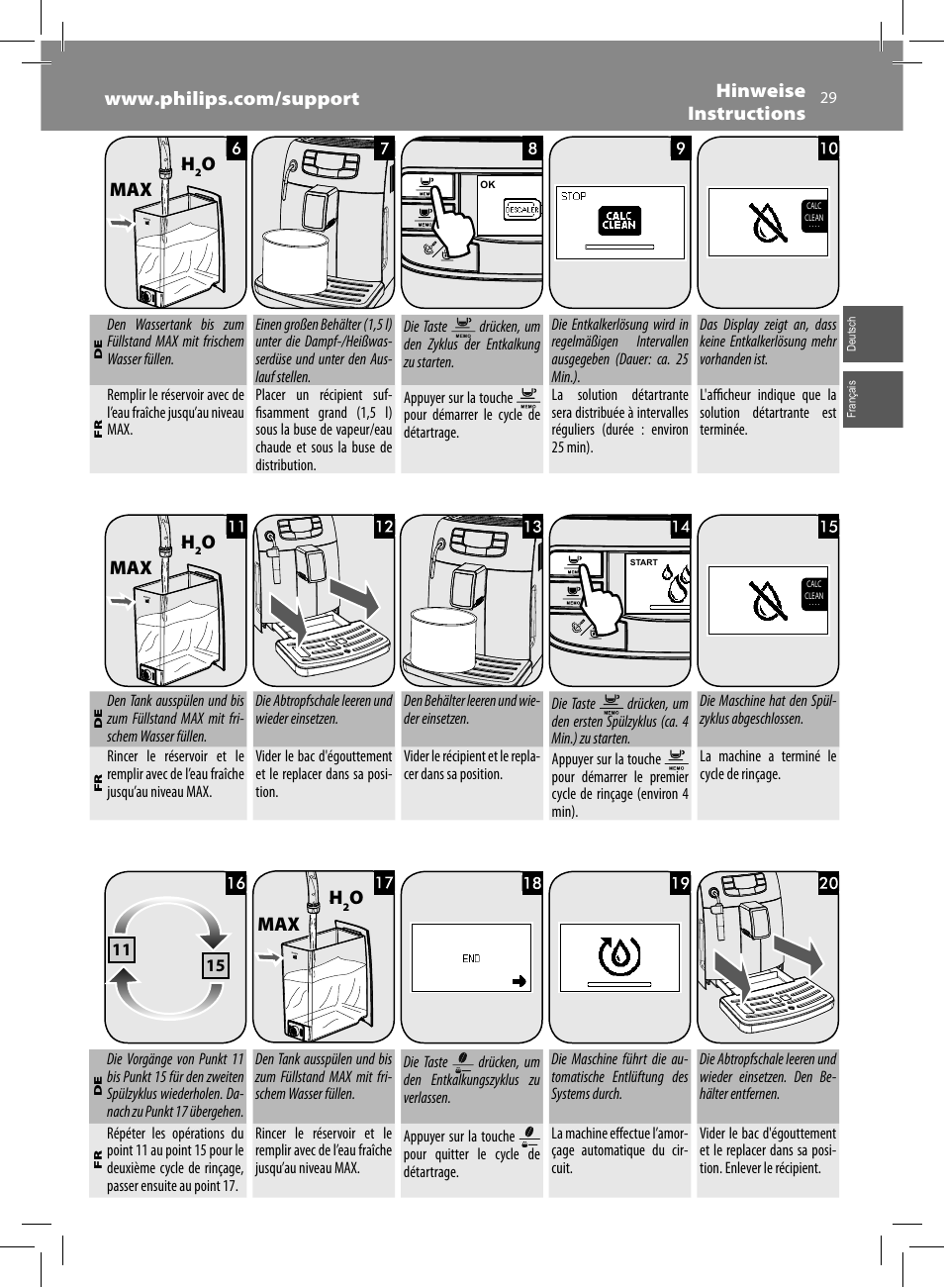 Omax h, Omax | Philips Saeco Intelia Evo Machine espresso Super Automatique User Manual | Page 29 / 96