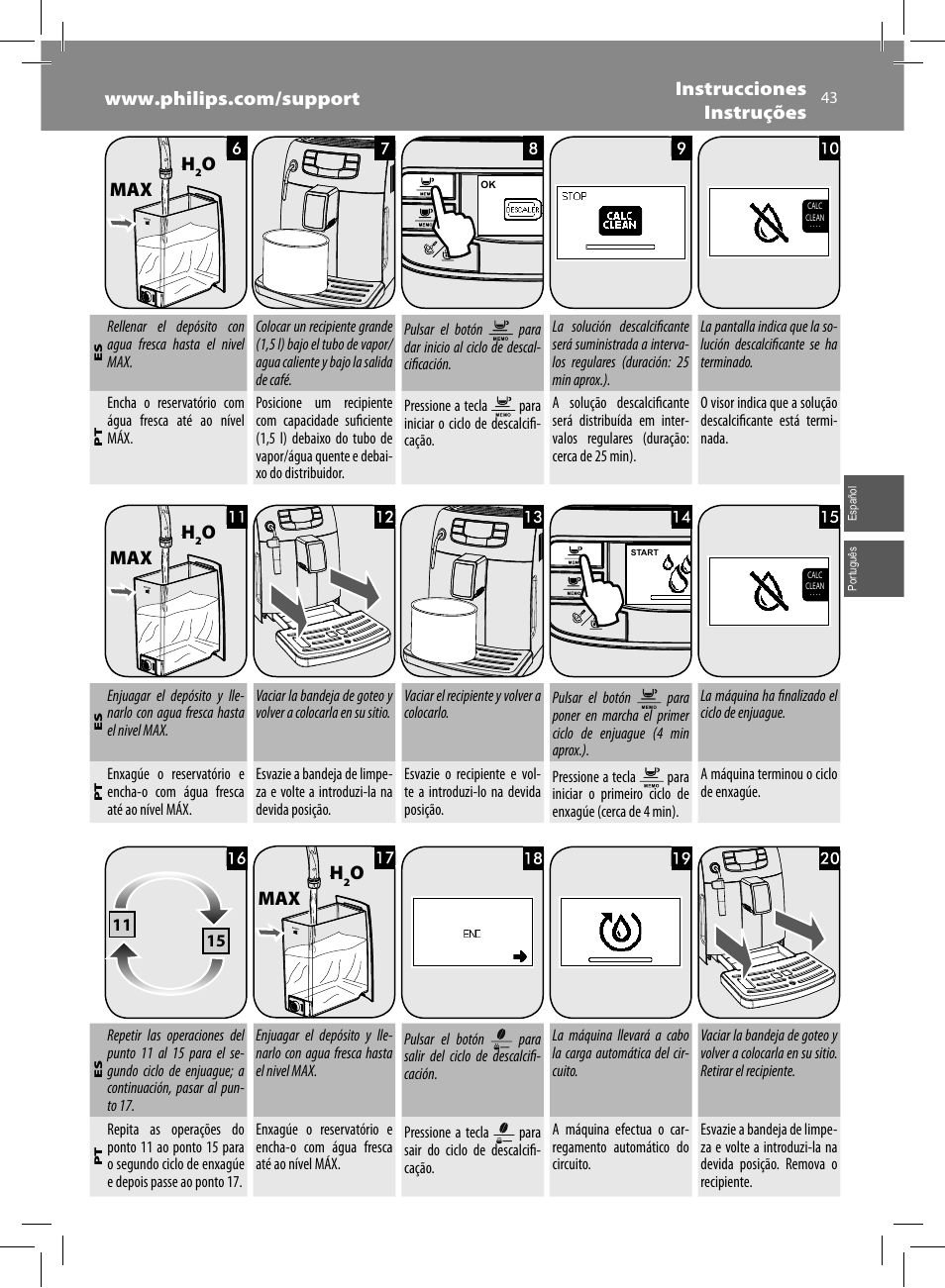 Omax h, Omax | Philips Saeco Intelia Evo Machine espresso Super Automatique User Manual | Page 43 / 96