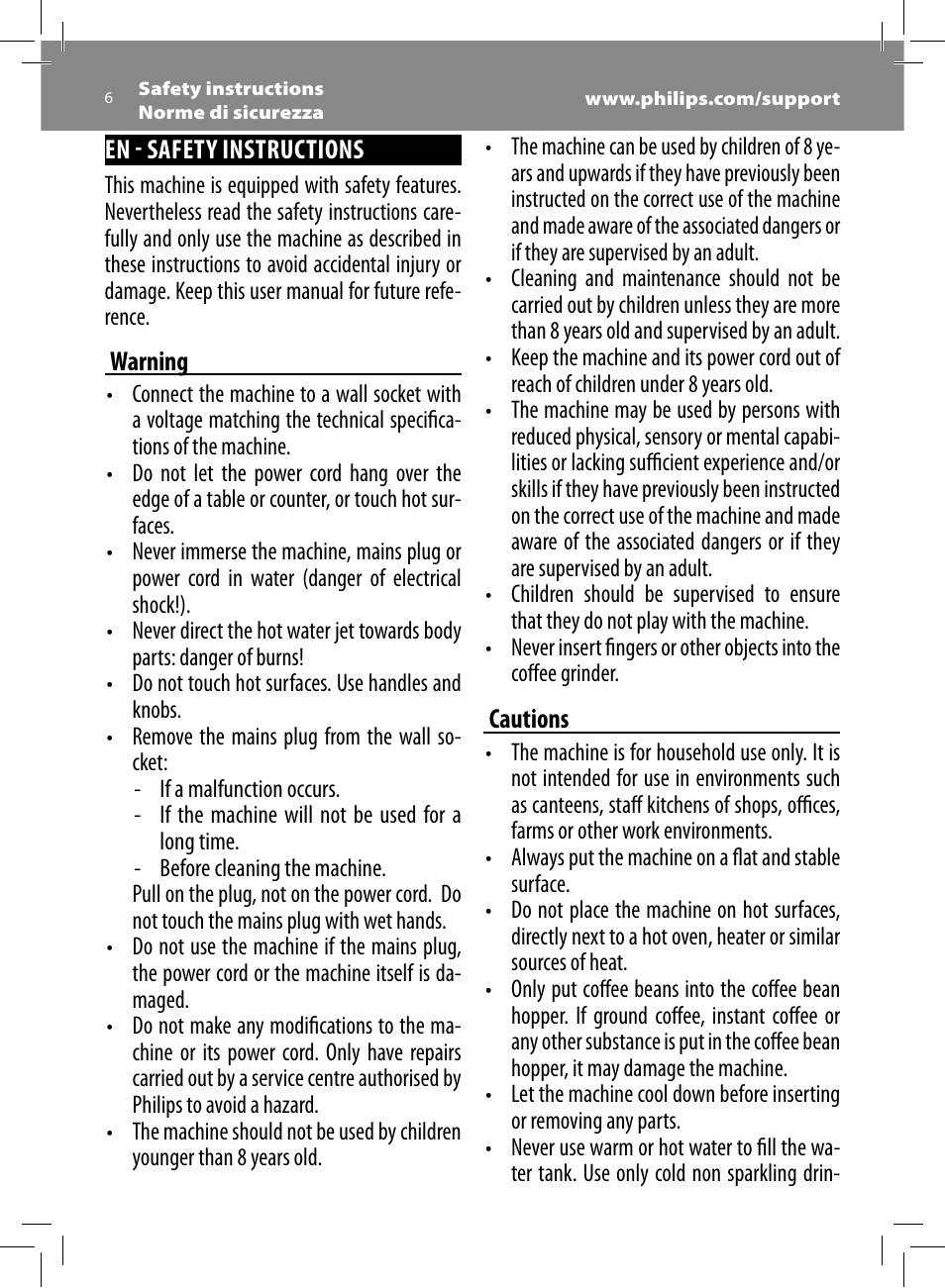 Philips Saeco Intelia Evo Machine espresso Super Automatique User Manual | Page 6 / 96
