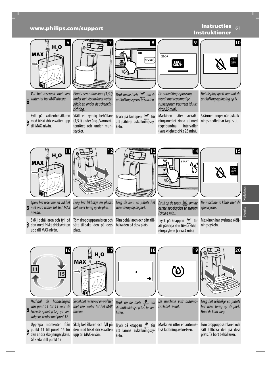 Omax h, Omax | Philips Saeco Intelia Evo Machine espresso Super Automatique User Manual | Page 61 / 96
