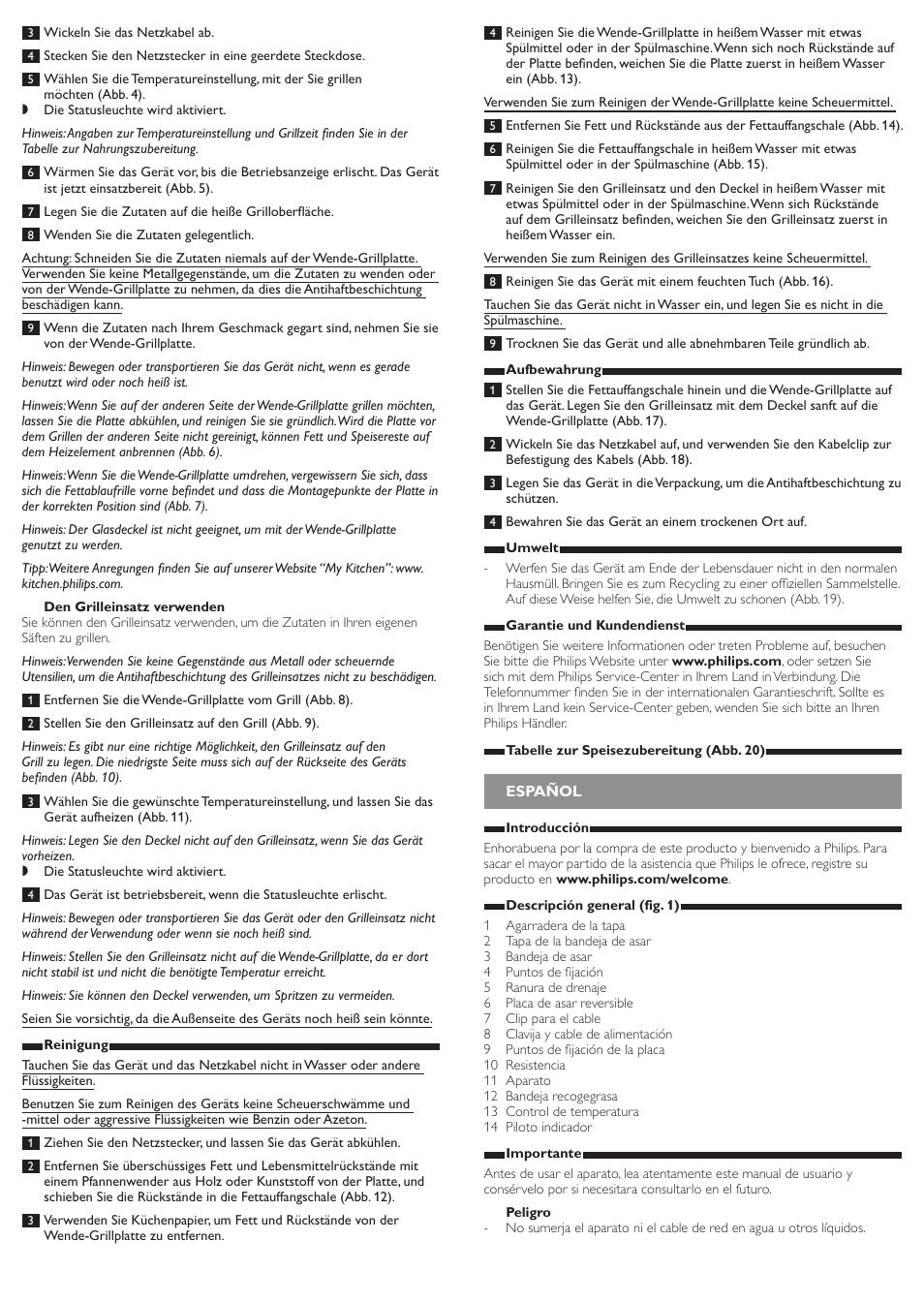 Philips Viva Collection Gril de table User Manual | Page 4 / 13