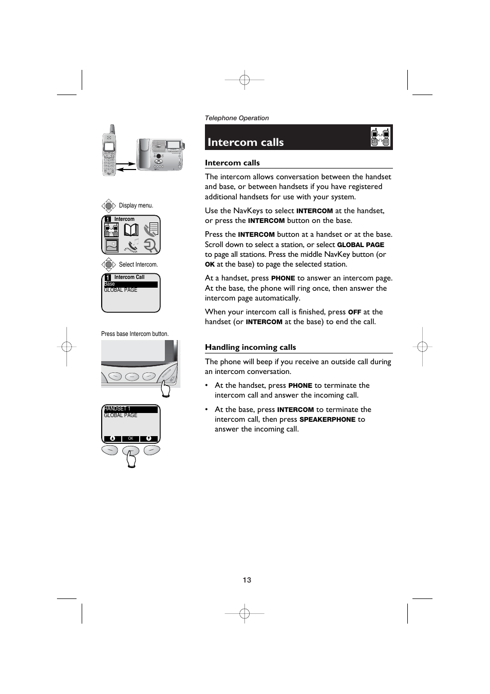 Intercom calls, Handling incoming calls | AT&T E5960C User Manual | Page 15 / 73