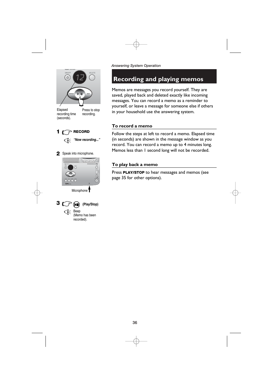 Recording and playing memos | AT&T E5960C User Manual | Page 38 / 73