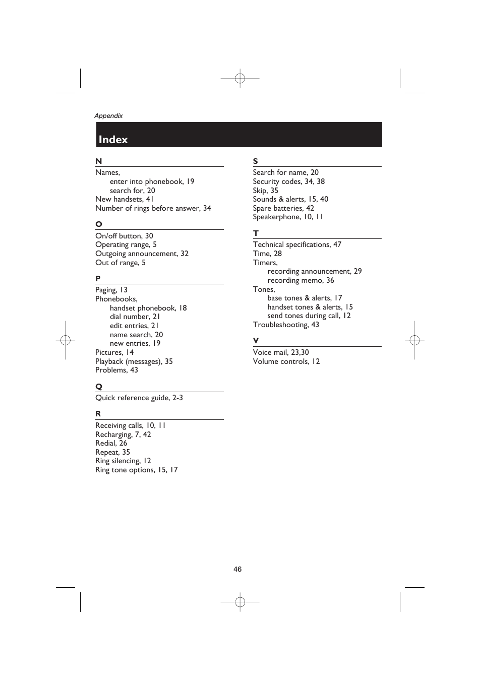 Index | AT&T E5960C User Manual | Page 48 / 73