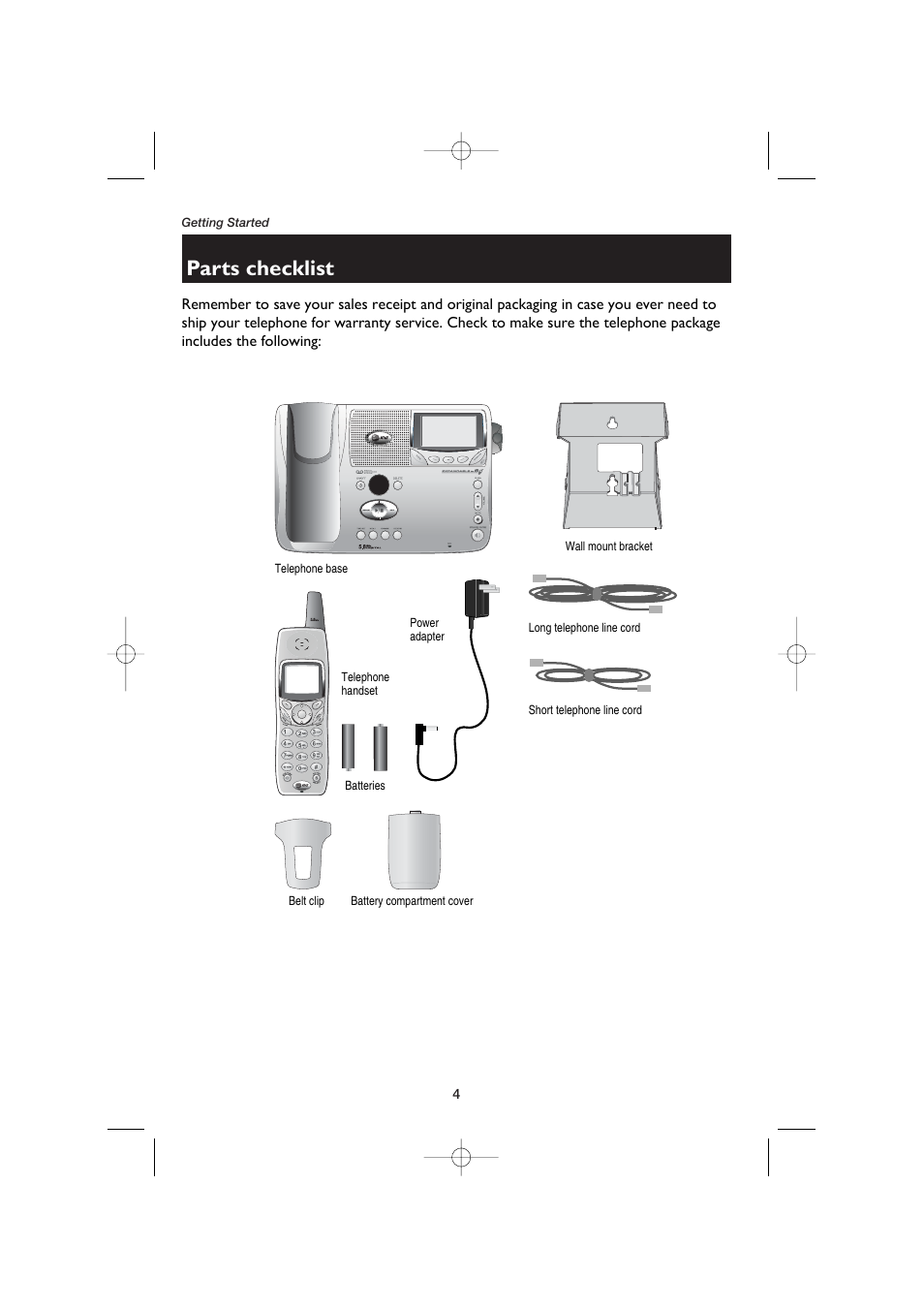 Parts checklist | AT&T E5960C User Manual | Page 6 / 73