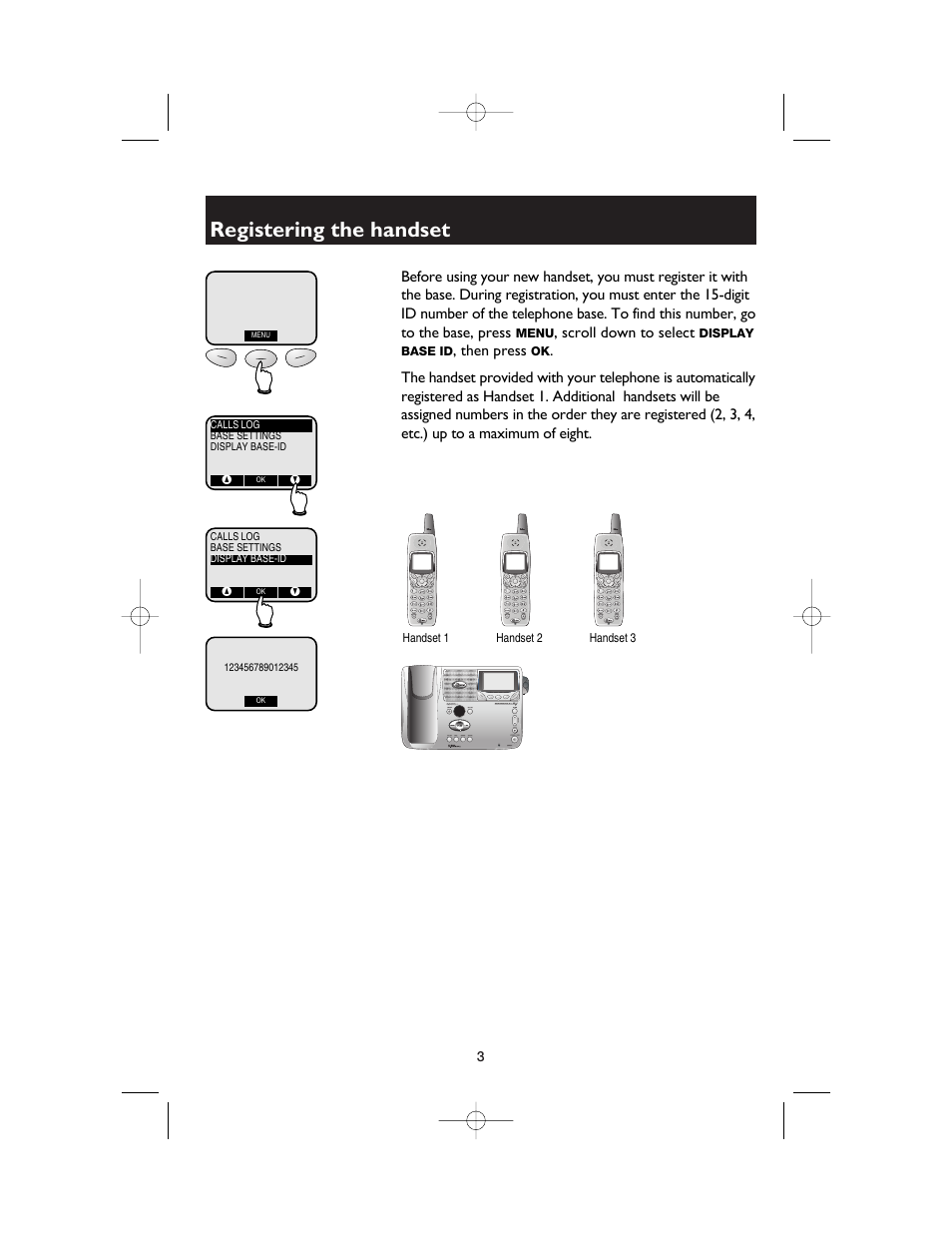 Registering the handset, Scroll down to select, Then press | AT&T E5960C User Manual | Page 60 / 73