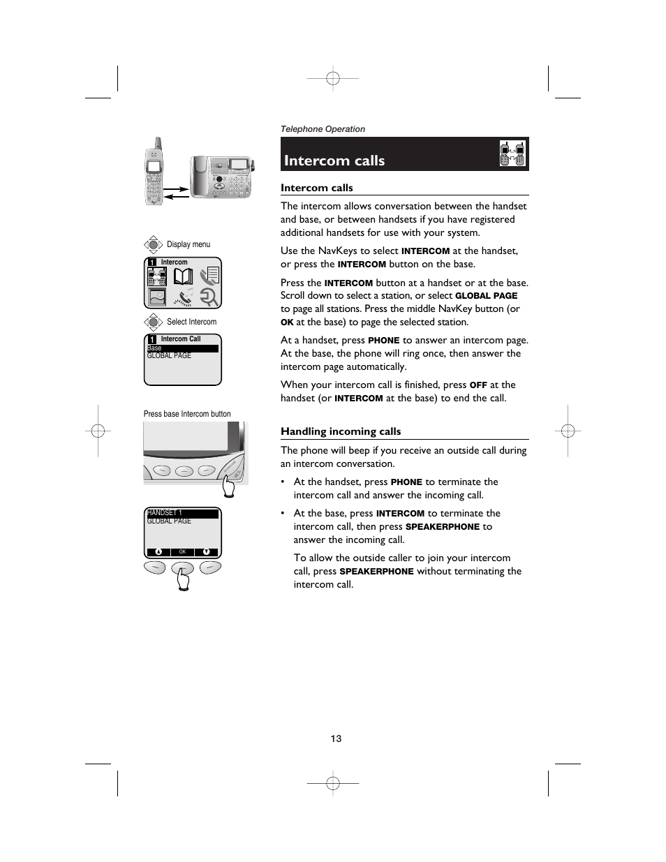 Intercom calls, Handling incoming calls | AT&T E5900B User Manual | Page 15 / 77