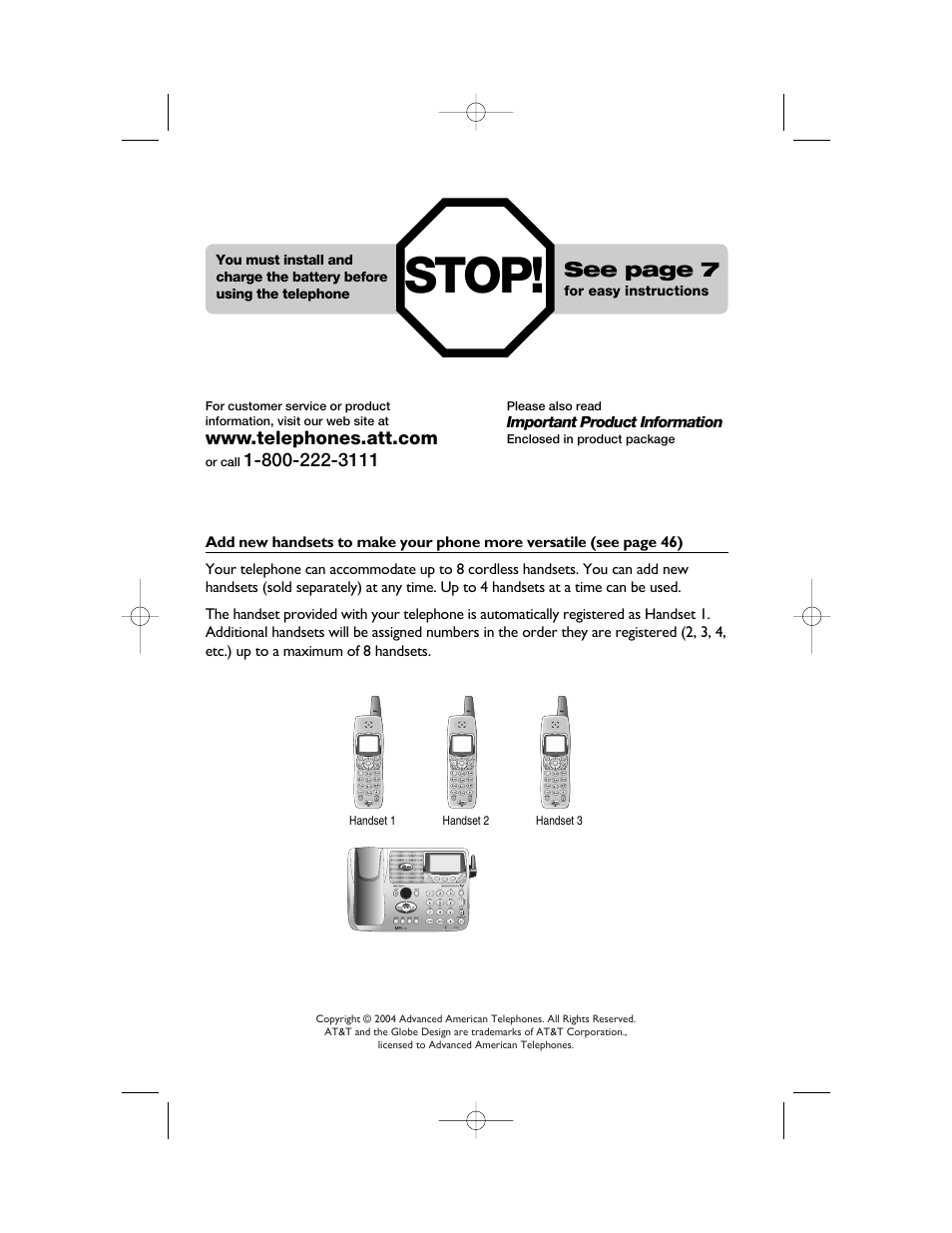 Stop, See page 7 | AT&T E5900B User Manual | Page 2 / 77