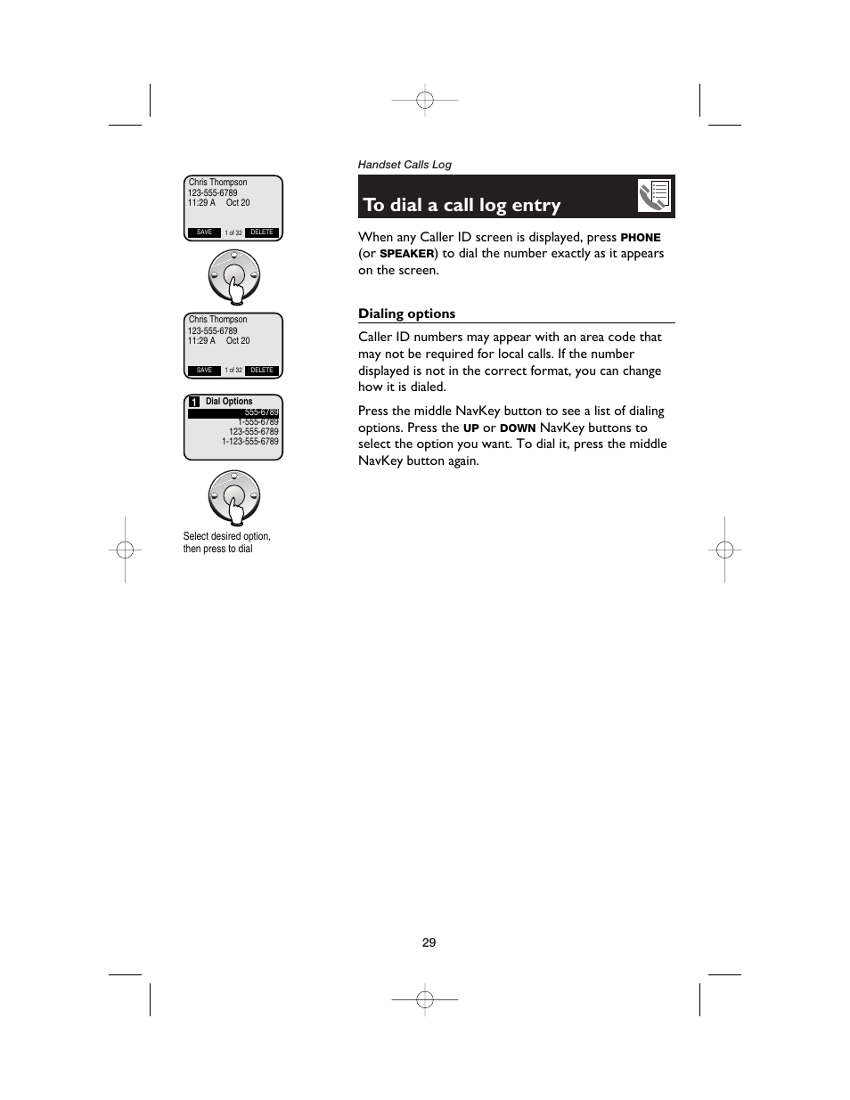 To dial a call log entry | AT&T E5900B User Manual | Page 31 / 77