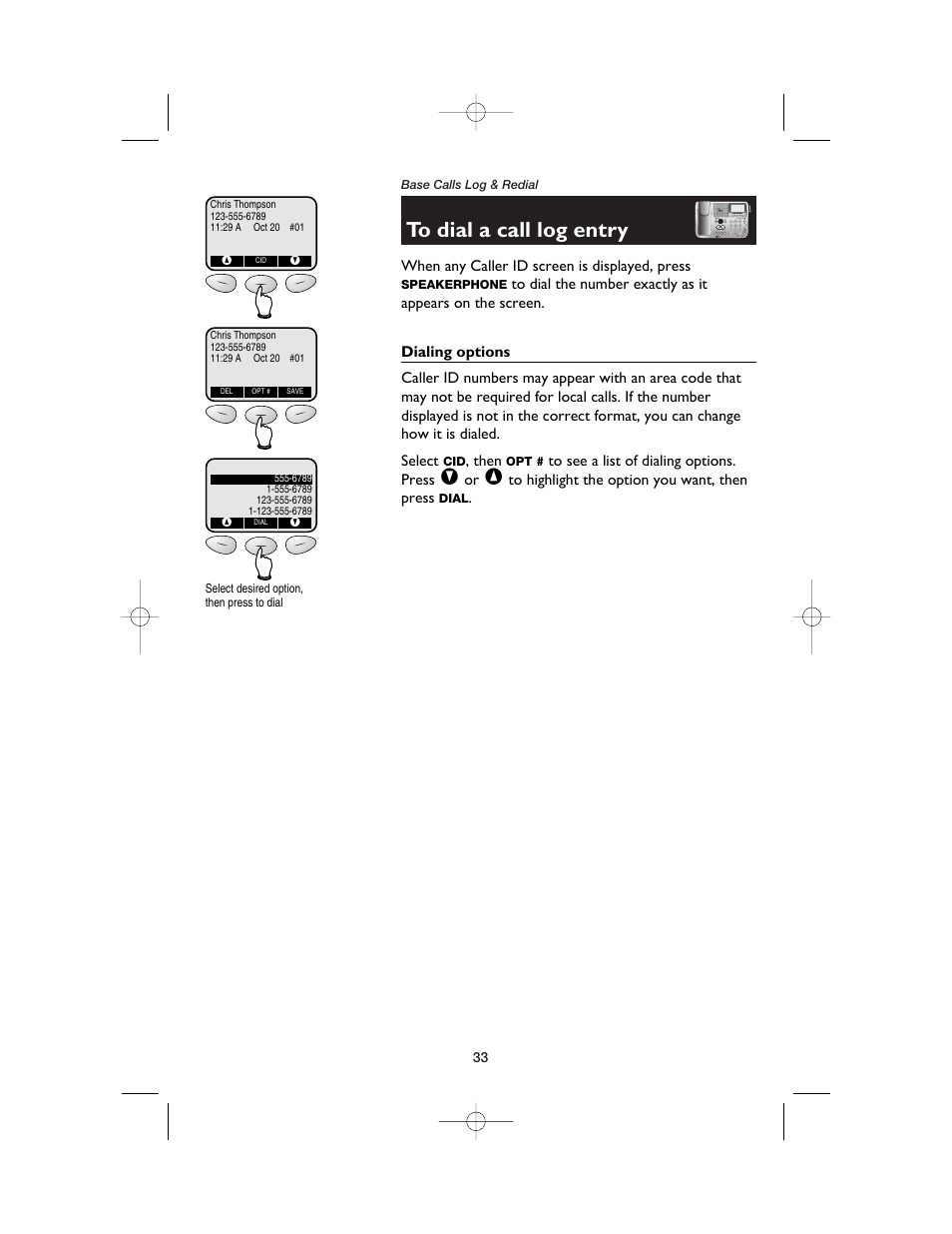 To dial a call log entry | AT&T E5900B User Manual | Page 35 / 77