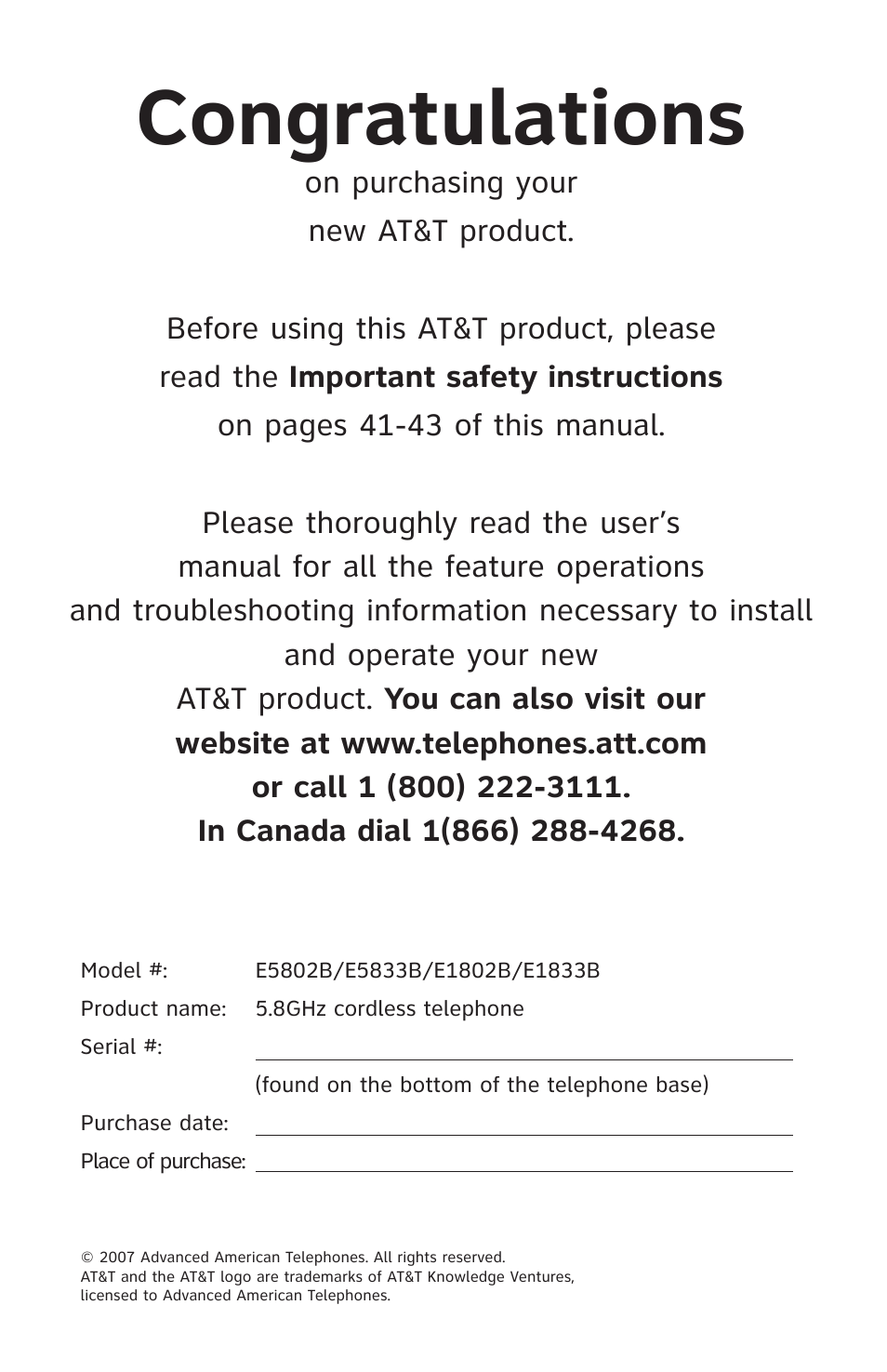 AT&T 91-001105-040-100 User Manual | Page 2 / 55