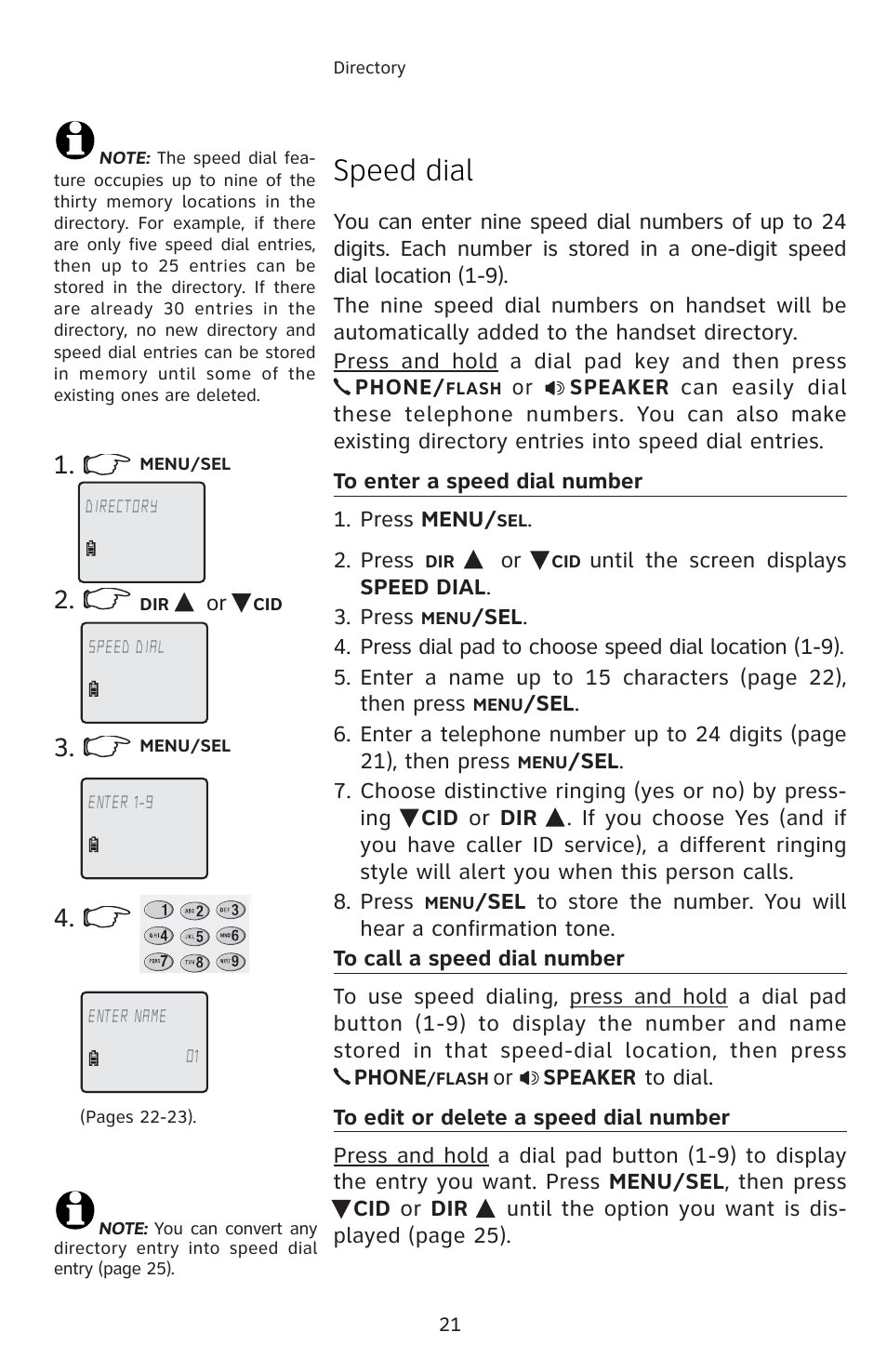 Speed dial | AT&T 91-001105-040-100 User Manual | Page 24 / 55