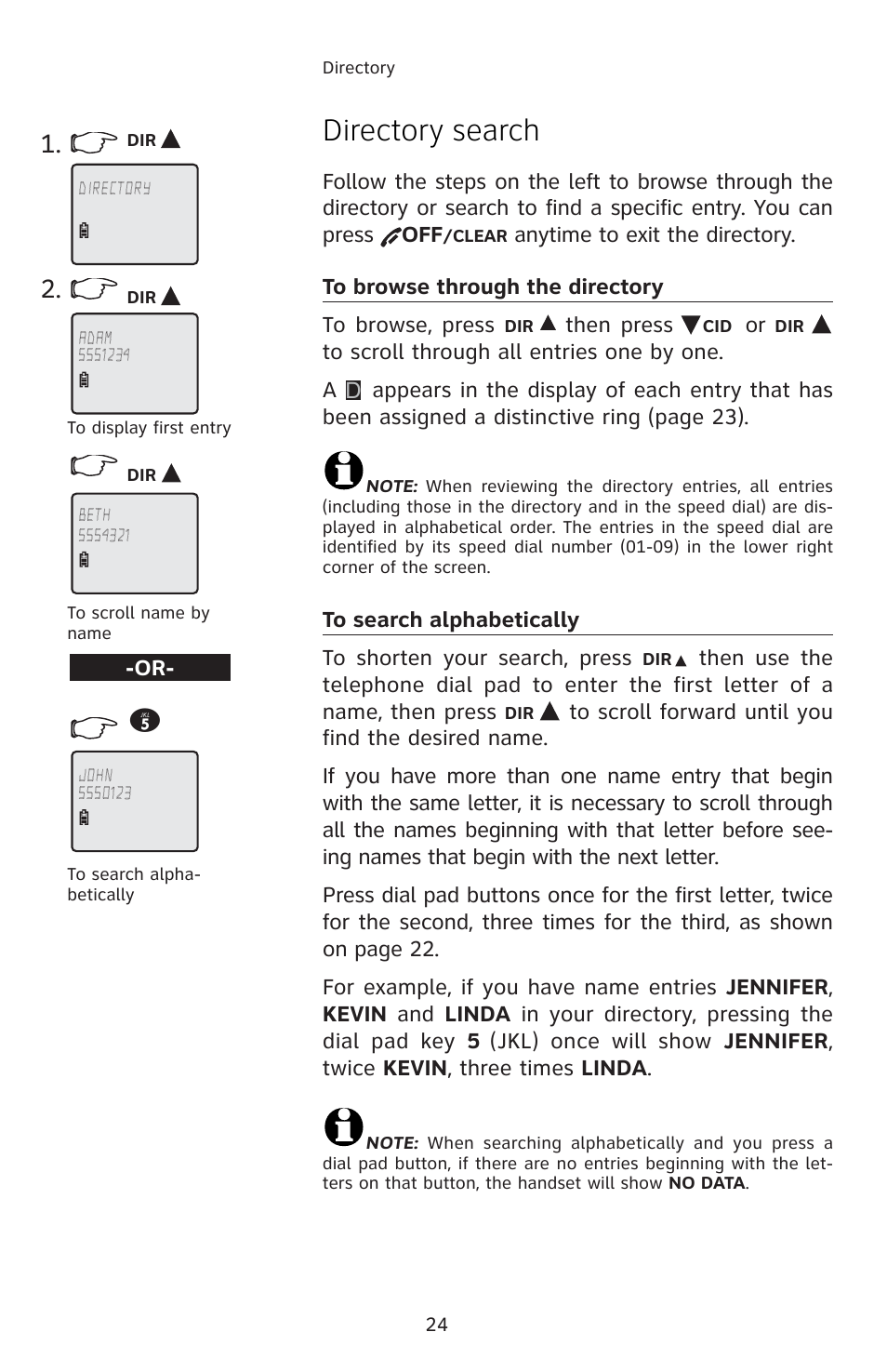 Directory search | AT&T 91-001105-040-100 User Manual | Page 27 / 55