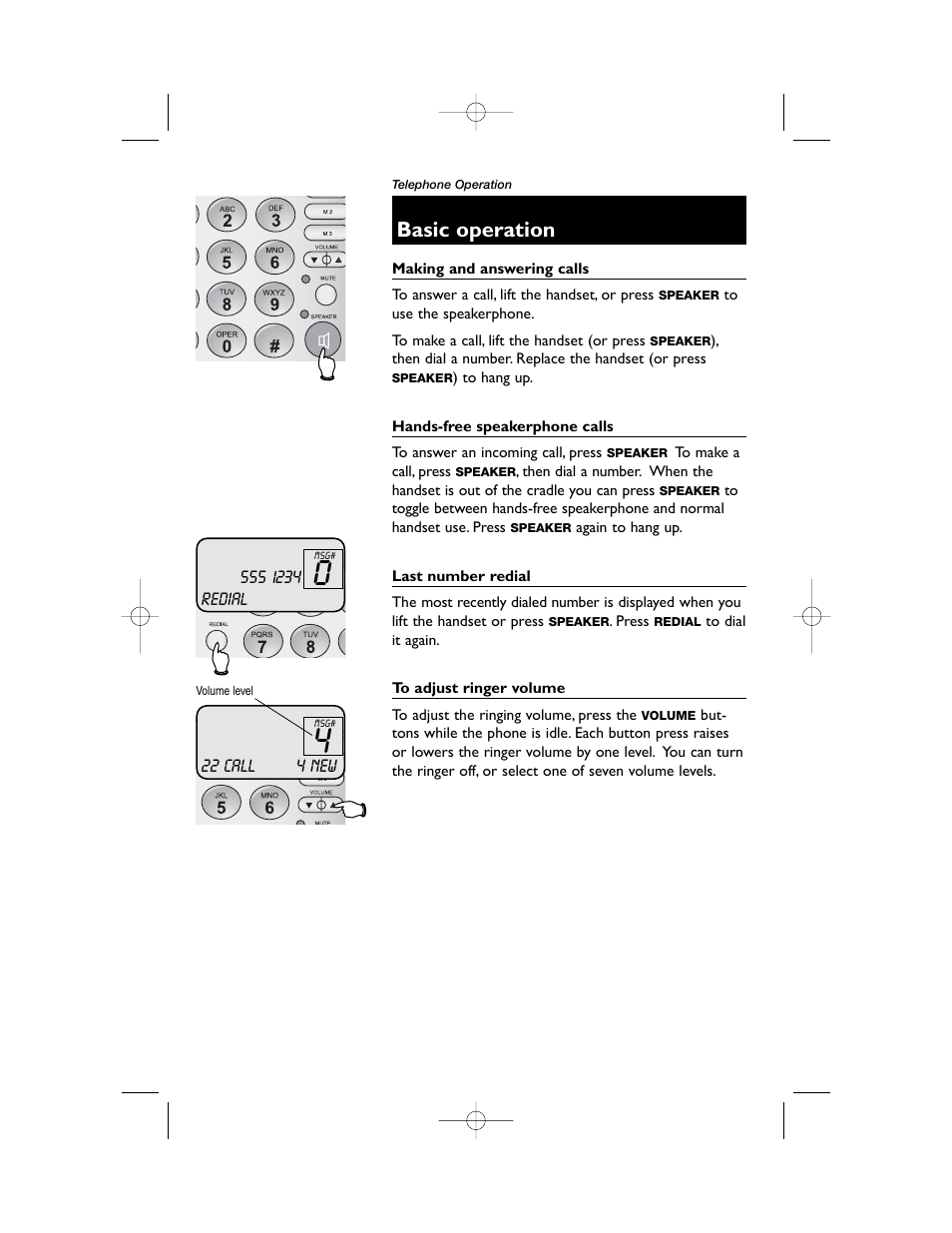 Basic operation | AT&T 1855 User Manual | Page 10 / 32