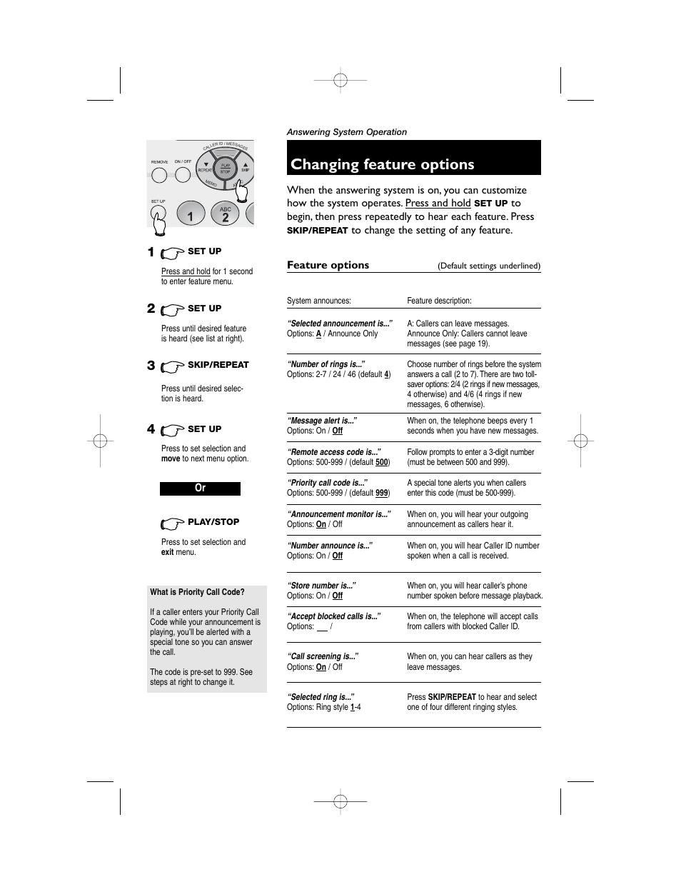 Changing feature options | AT&T 1855 User Manual | Page 23 / 32
