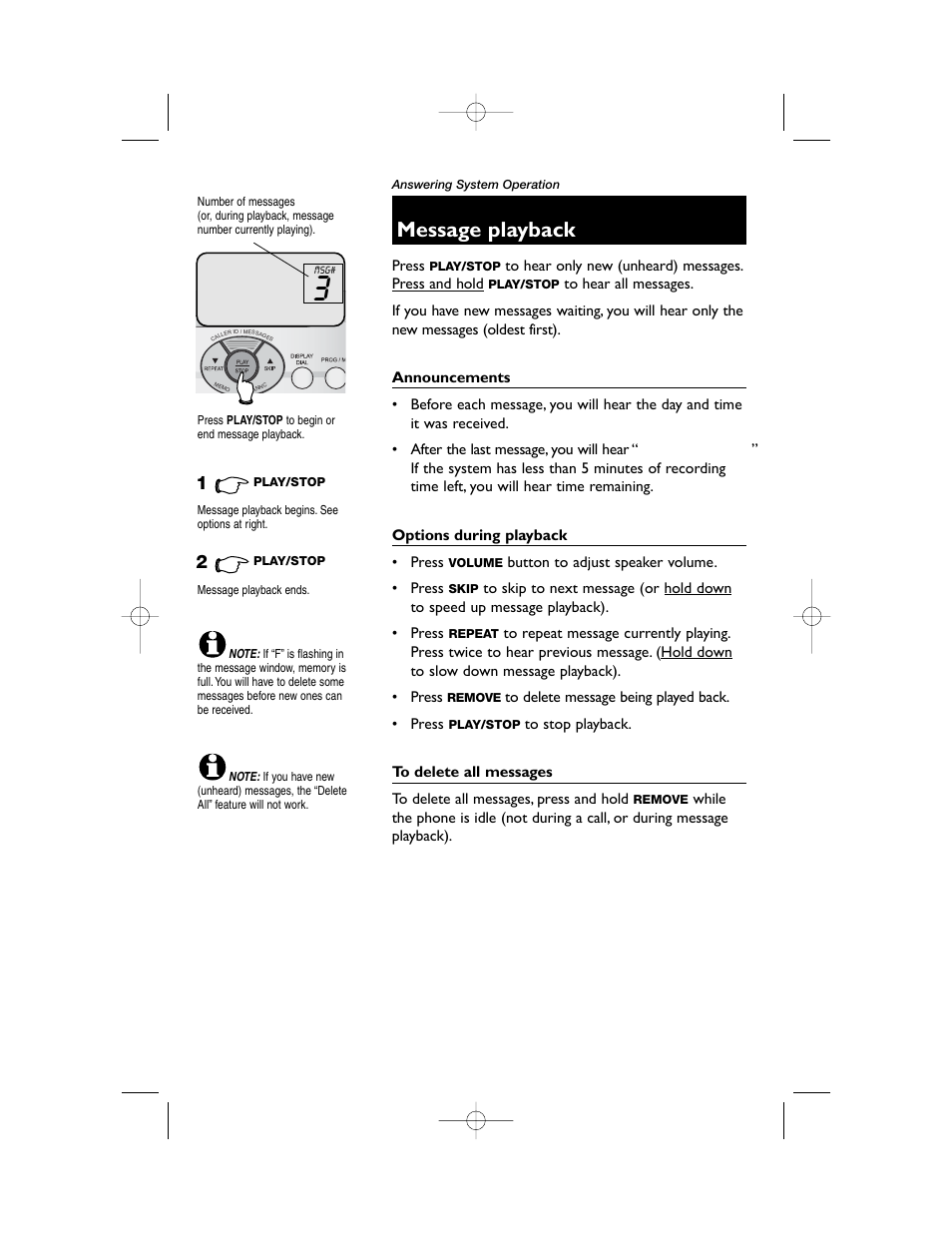 Message playback | AT&T 1855 User Manual | Page 24 / 32