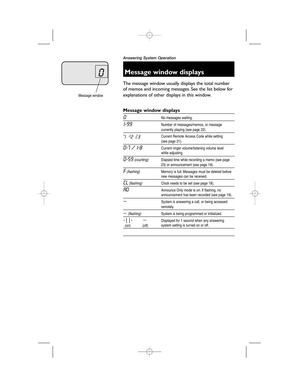 Message window displays | AT&T 1855 User Manual | Page 26 / 32