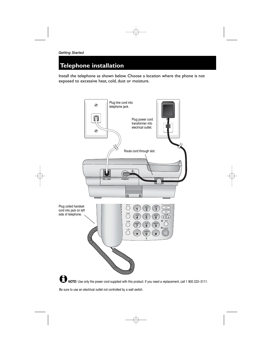 Telephone installation | AT&T 1855 User Manual | Page 7 / 32