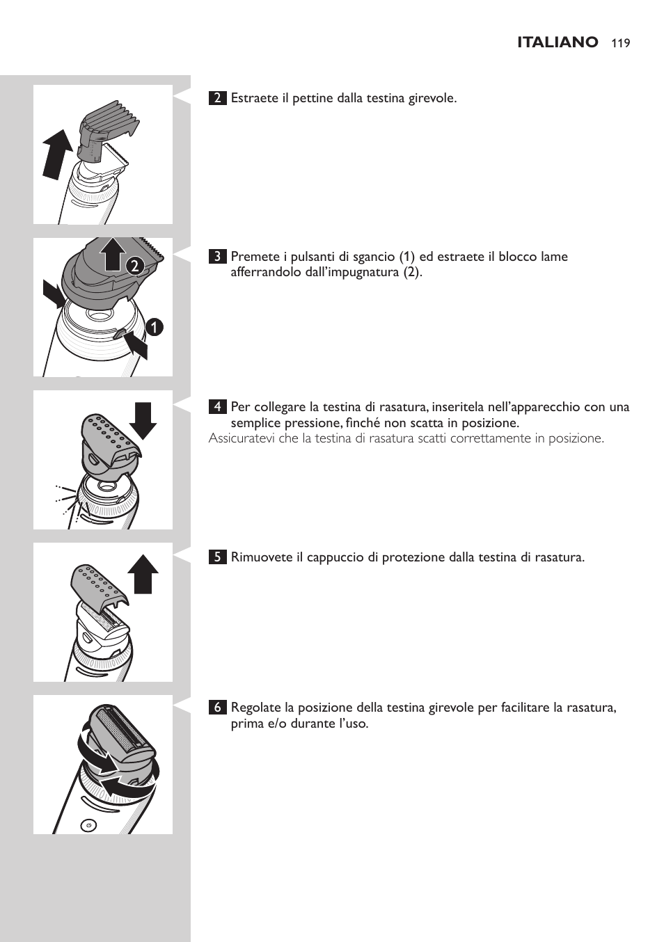 Italiano | Philips Do-It-Yourself clipper Se tondre les cheveux soi-même User Manual | Page 119 / 150