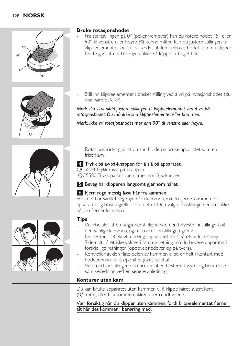 Philips Do-It-Yourself clipper Se tondre les cheveux soi-même User Manual | Page 128 / 150