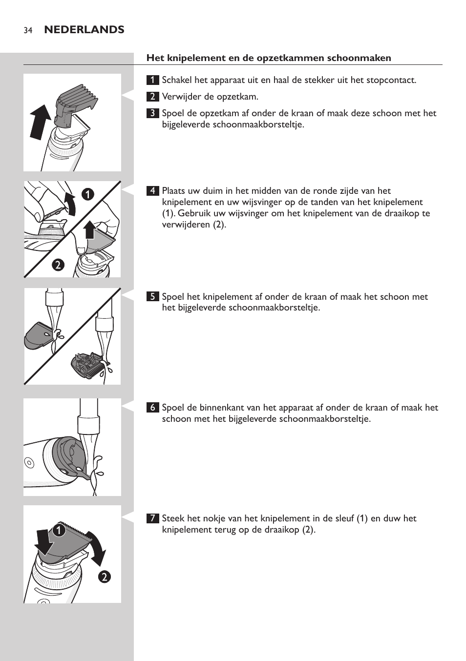 Nederlands | Philips Do-It-Yourself clipper Se tondre les cheveux soi-même User Manual | Page 34 / 150