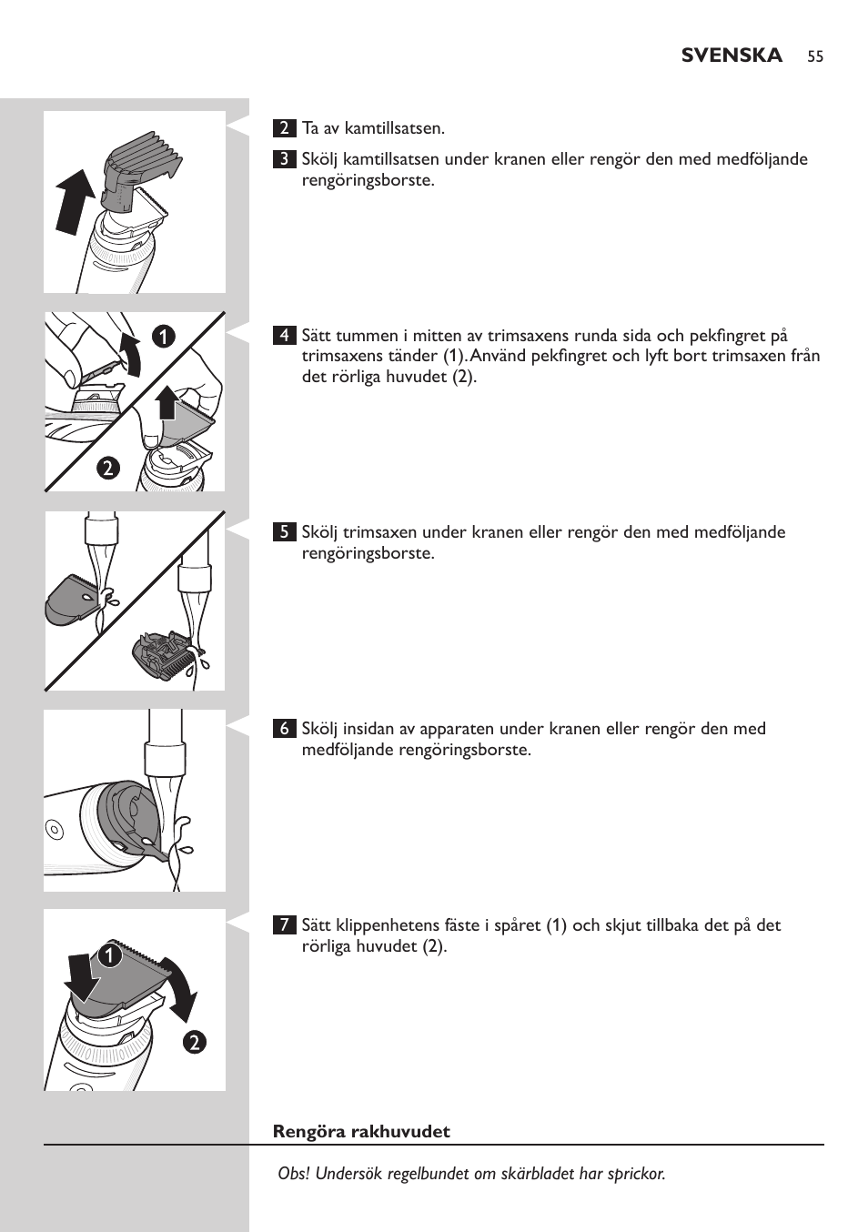 Svenska | Philips Do-It-Yourself clipper Se tondre les cheveux soi-même User Manual | Page 55 / 150