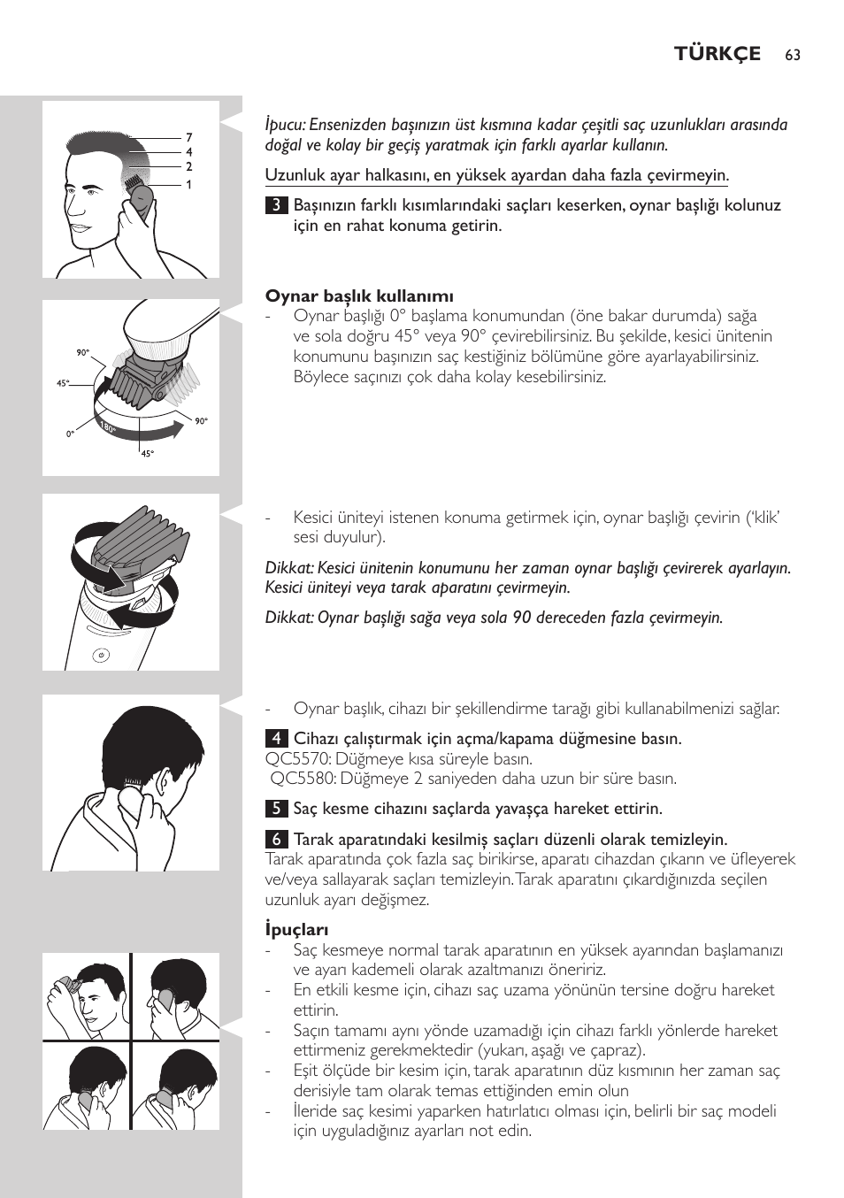Philips Do-It-Yourself clipper Se tondre les cheveux soi-même User Manual | Page 63 / 150