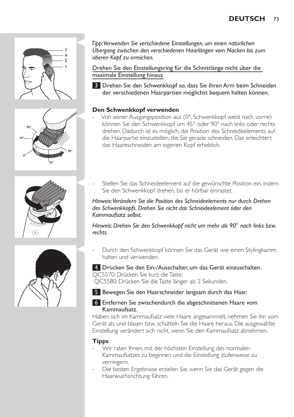 Philips Do-It-Yourself clipper Se tondre les cheveux soi-même User Manual | Page 73 / 150
