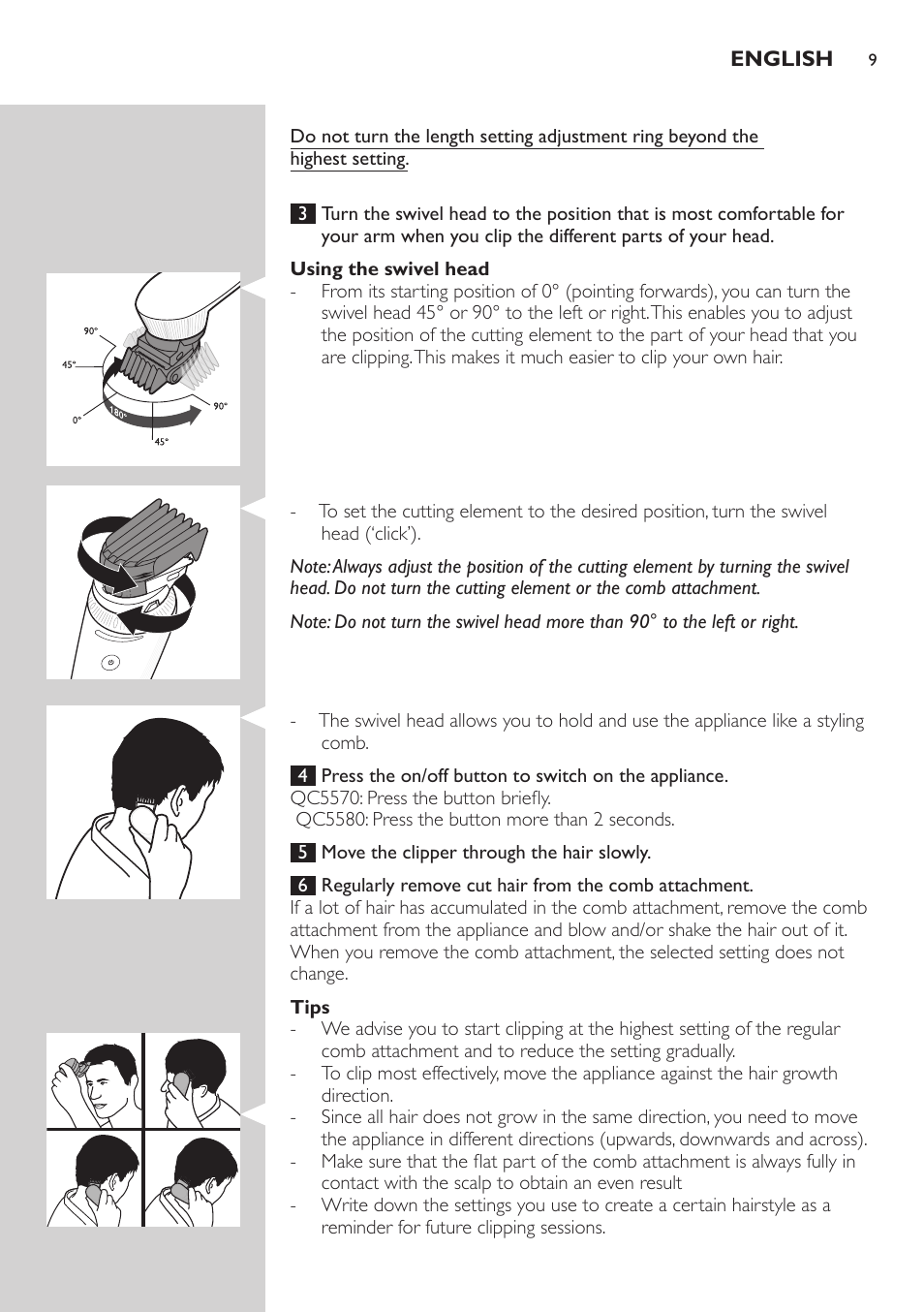 Philips Do-It-Yourself clipper Se tondre les cheveux soi-même User Manual | Page 9 / 150