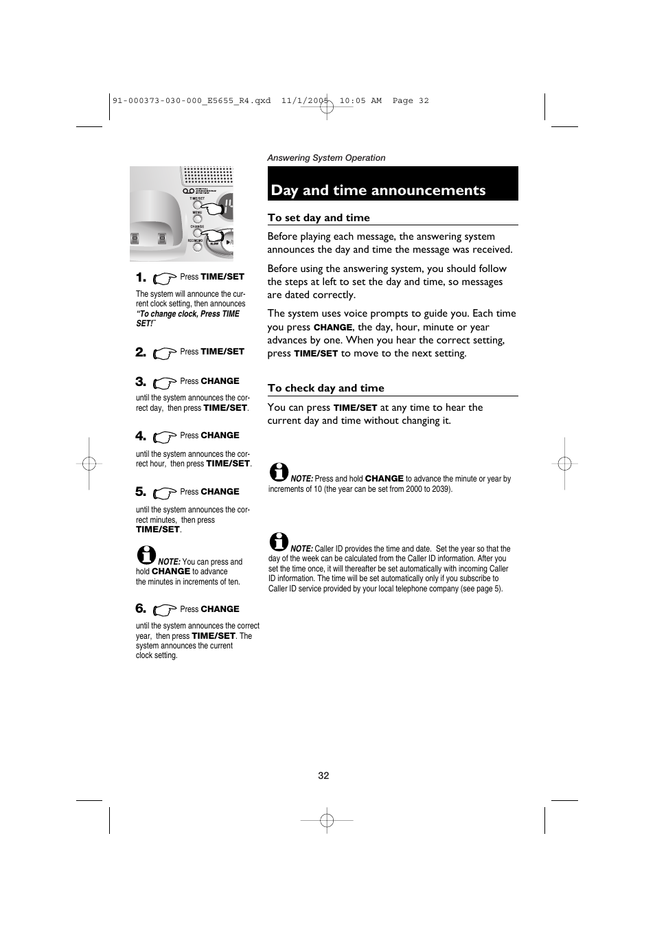 Day and time announcements | AT&T E5655 User Manual | Page 34 / 56