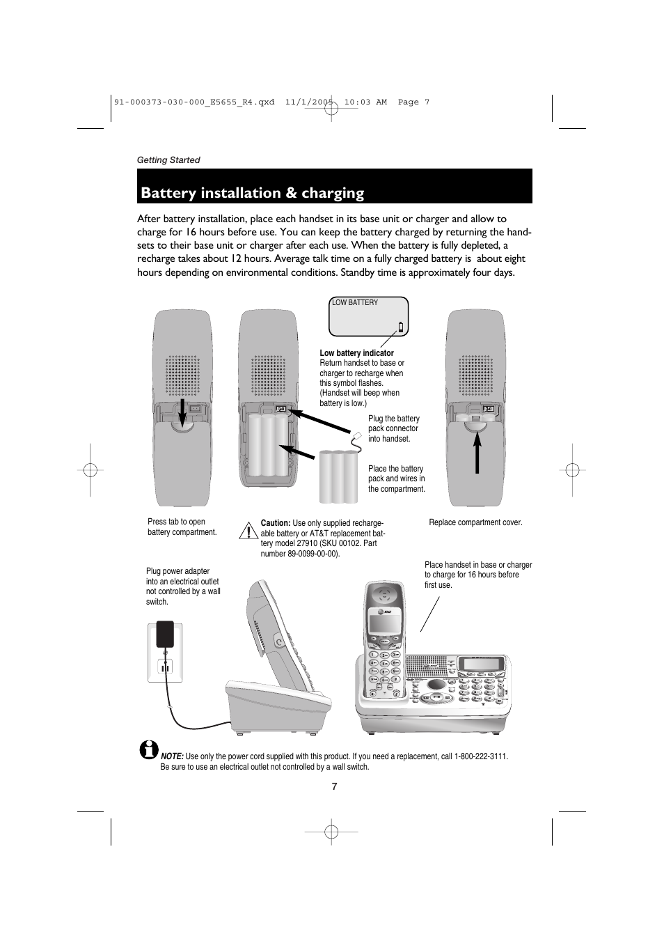 Battery installation & charging | AT&T E5655 User Manual | Page 9 / 56