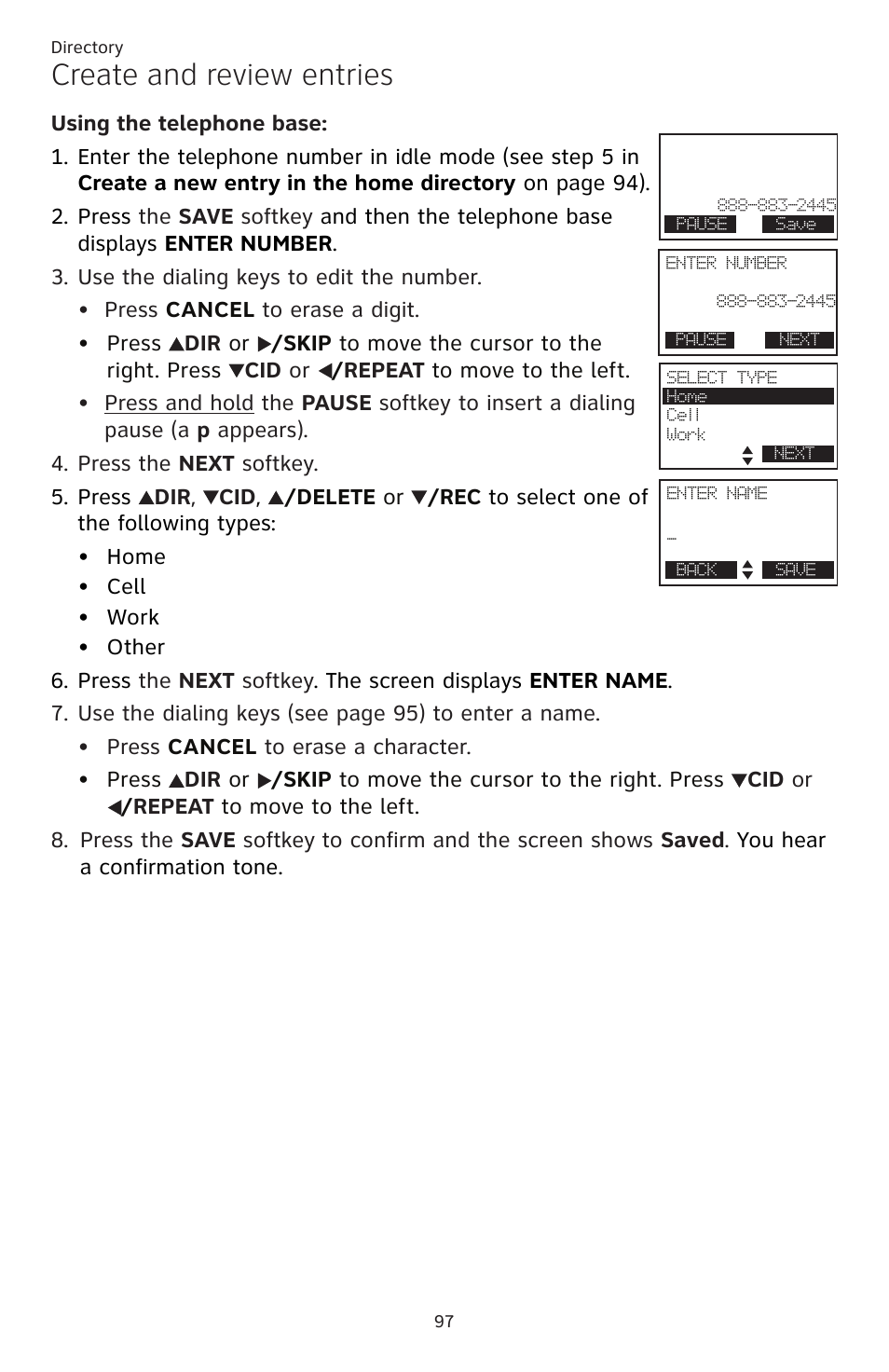 Create and review entries | AT&T TL86109 User Manual | Page 103 / 166